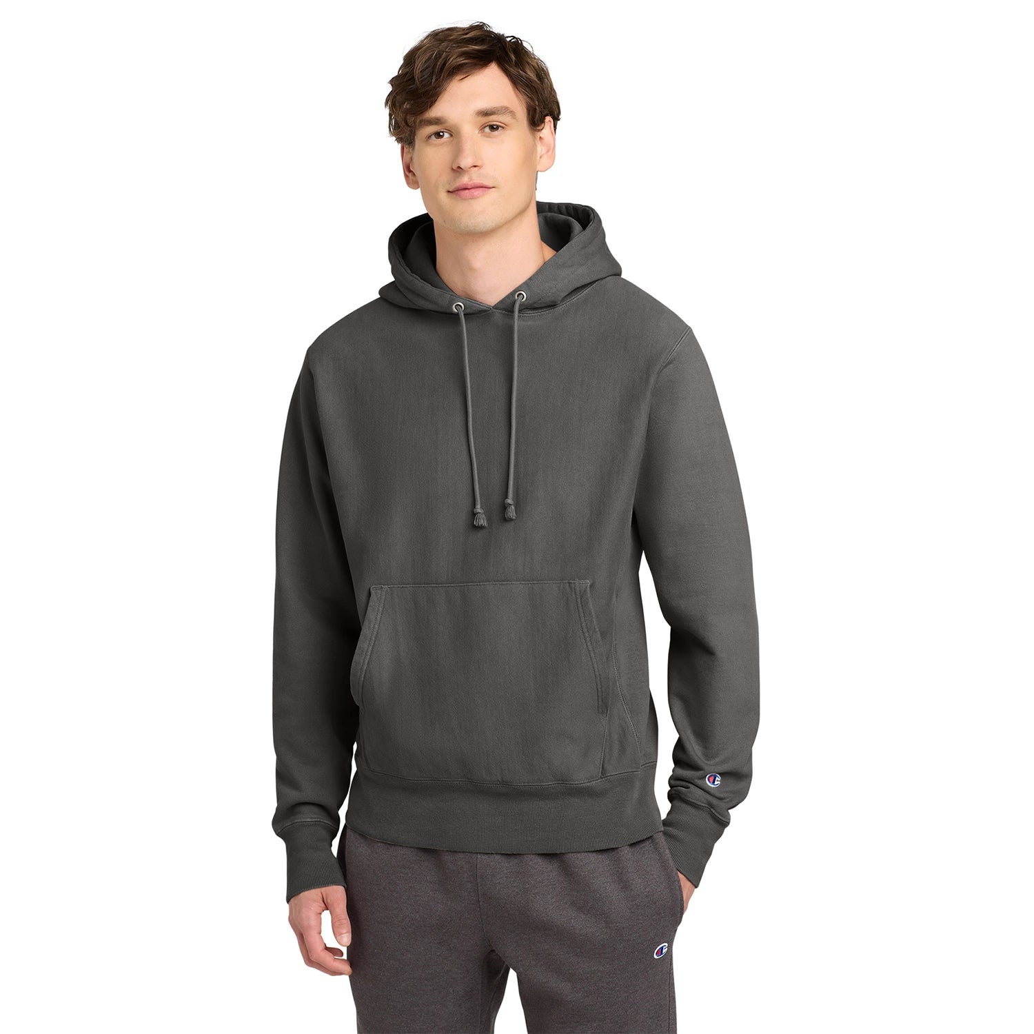 Champion Decorated Reverse Weave GarmentDyed Hooded Sweatshirt