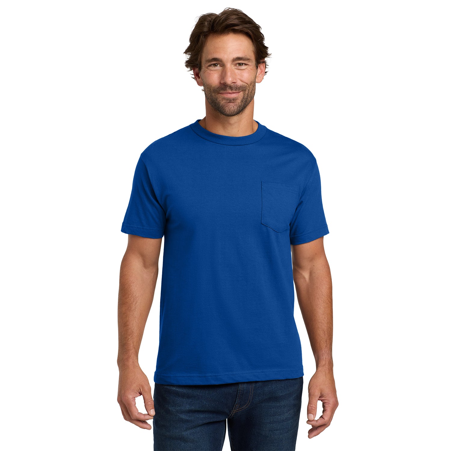 Hanes Beefy-T - 100% Cotton T-Shirt with Pocket Decorated - Deep Royal Blue (PMS 662C)