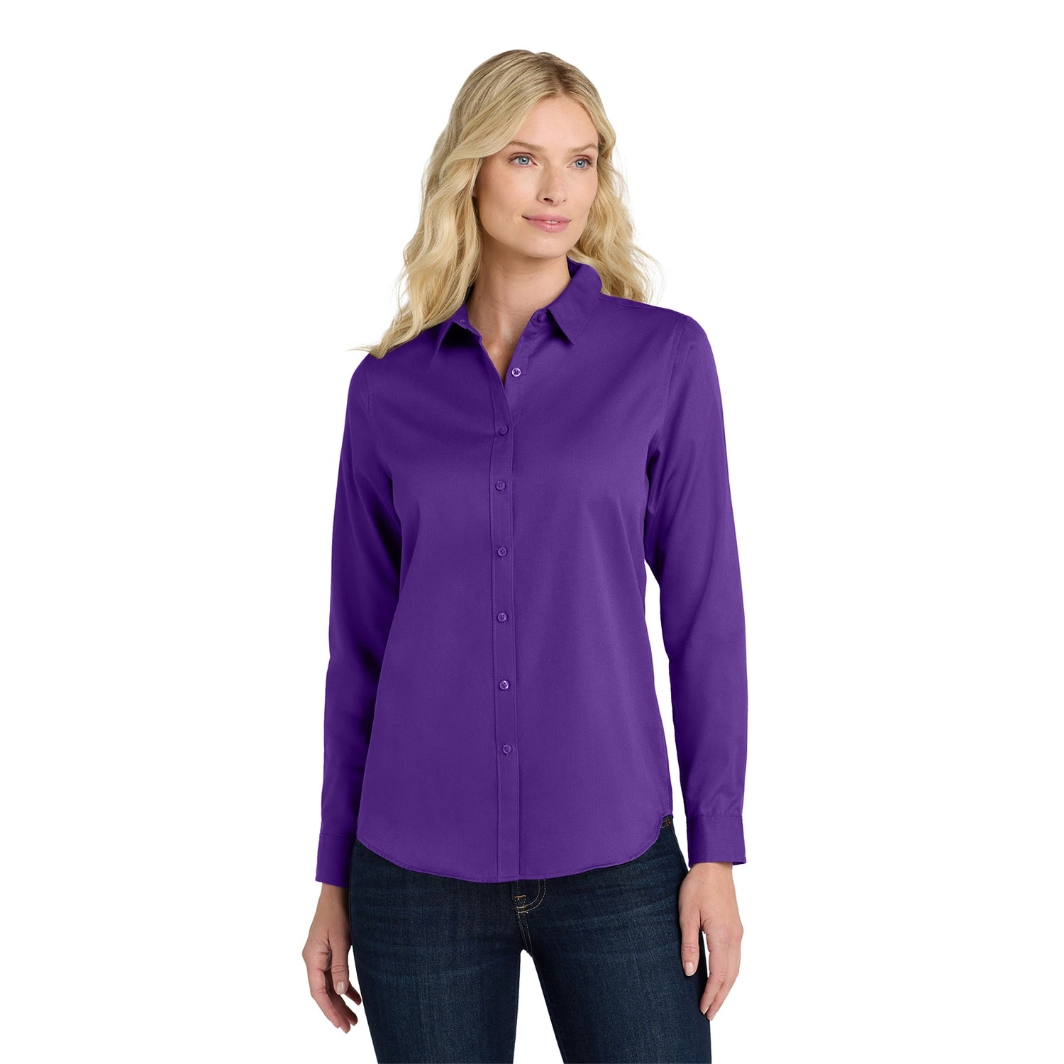 Port Authority Women's Long Sleeve SuperPro Embroidered React Twill Shirt