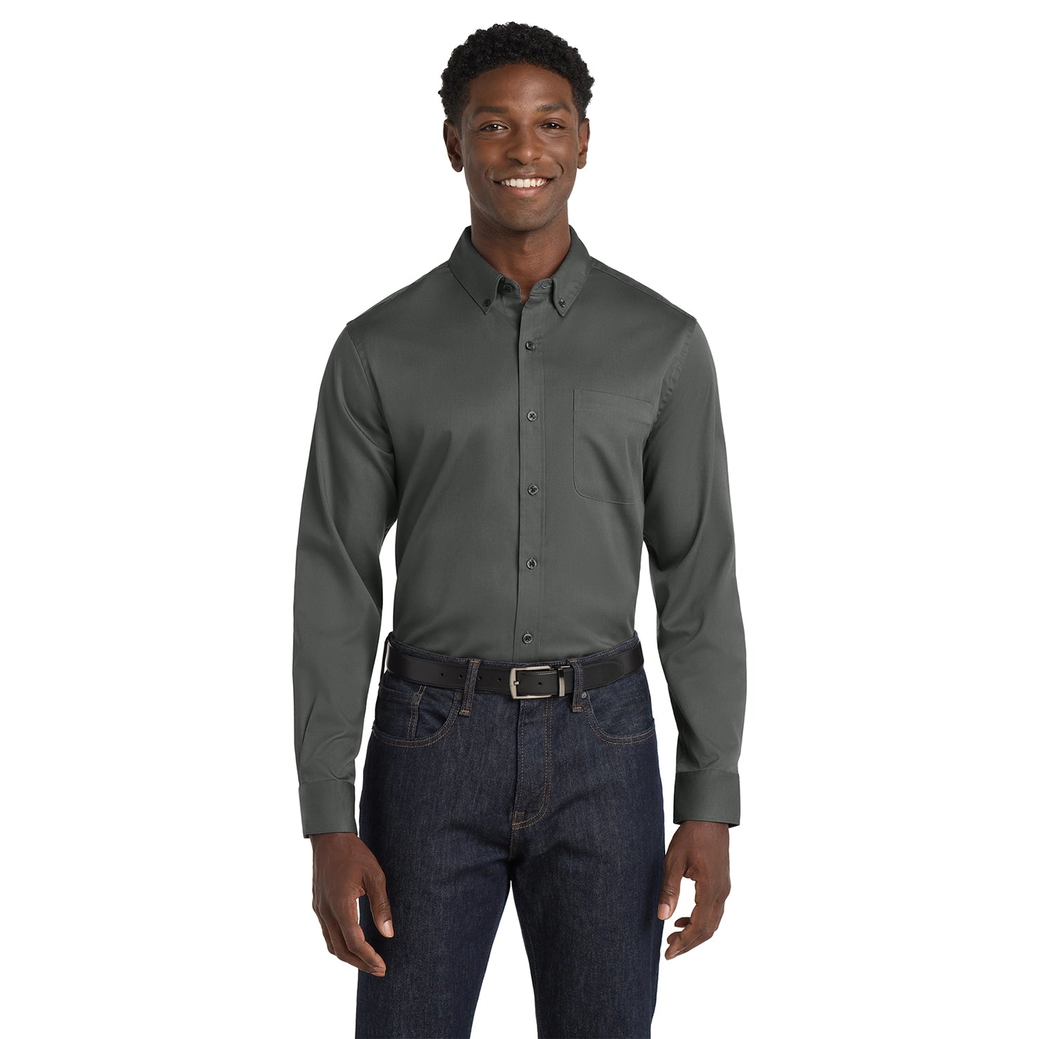 Port Authority Long Sleeve SuperPro React Embroidered Twill Shirt