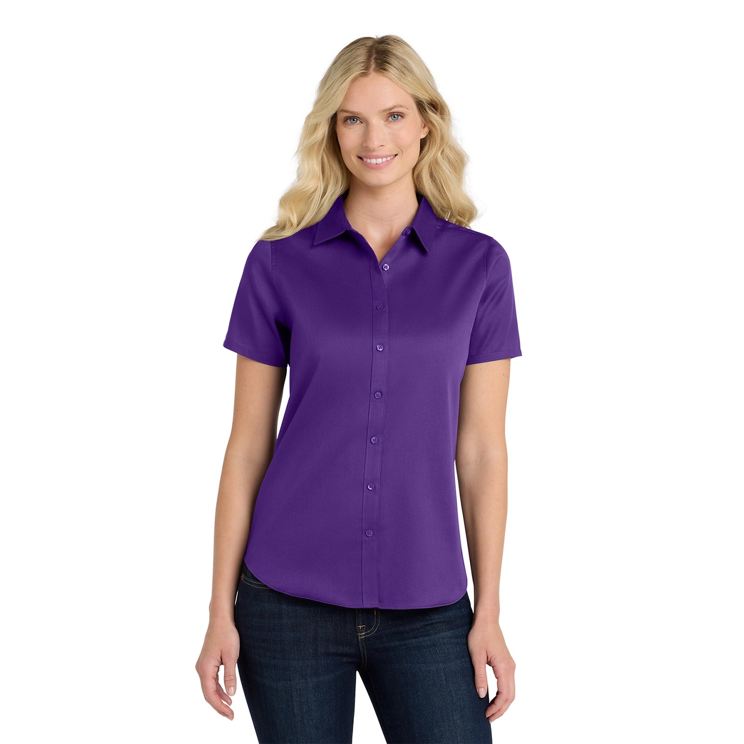 Port Authority Women's Short Sleeve SuperPro React Embroidered Twill Shirt
