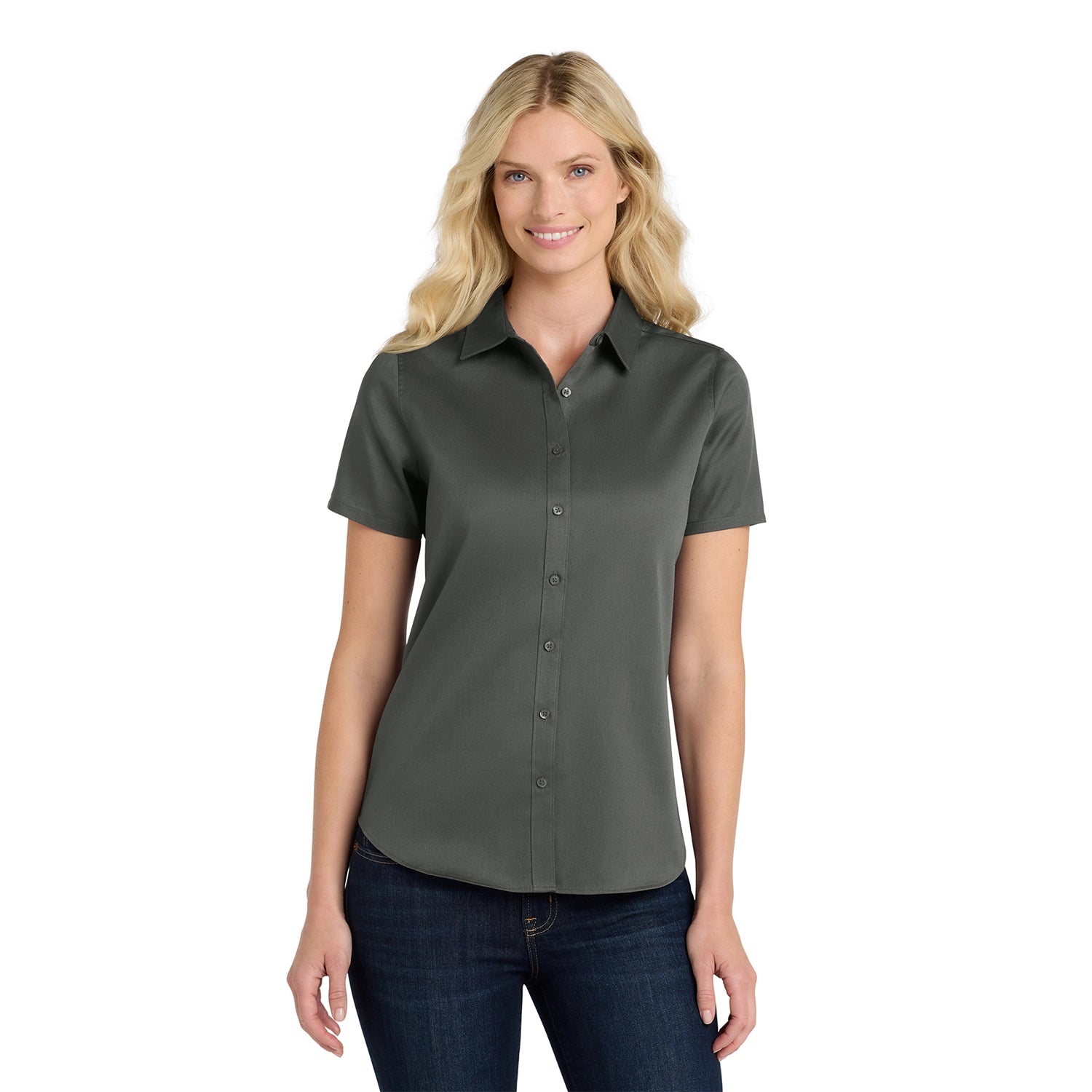 Port Authority Women's Short Sleeve SuperPro React Embroidered Twill Shirt