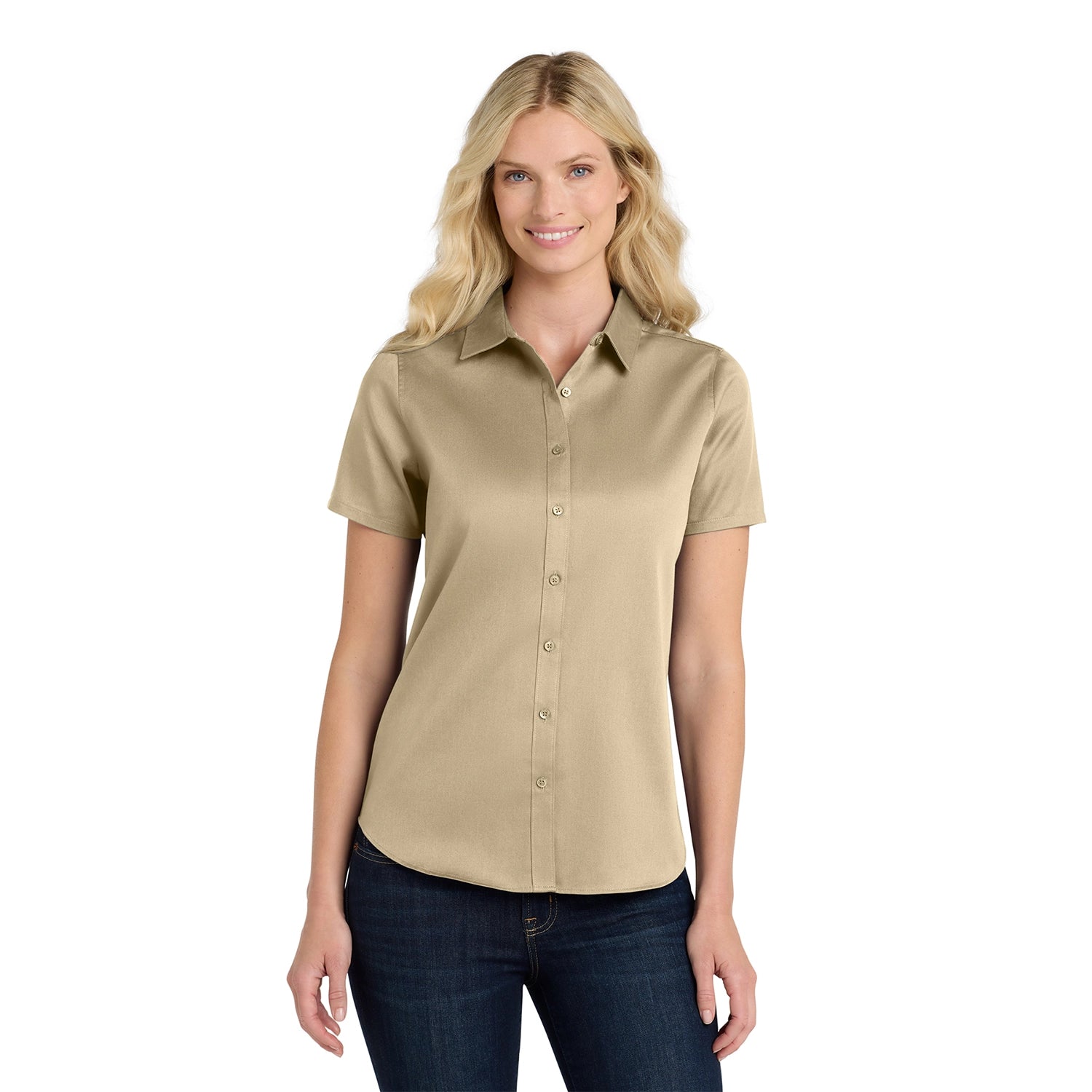 Port Authority Women's Short Sleeve SuperPro React Embroidered Twill Shirt