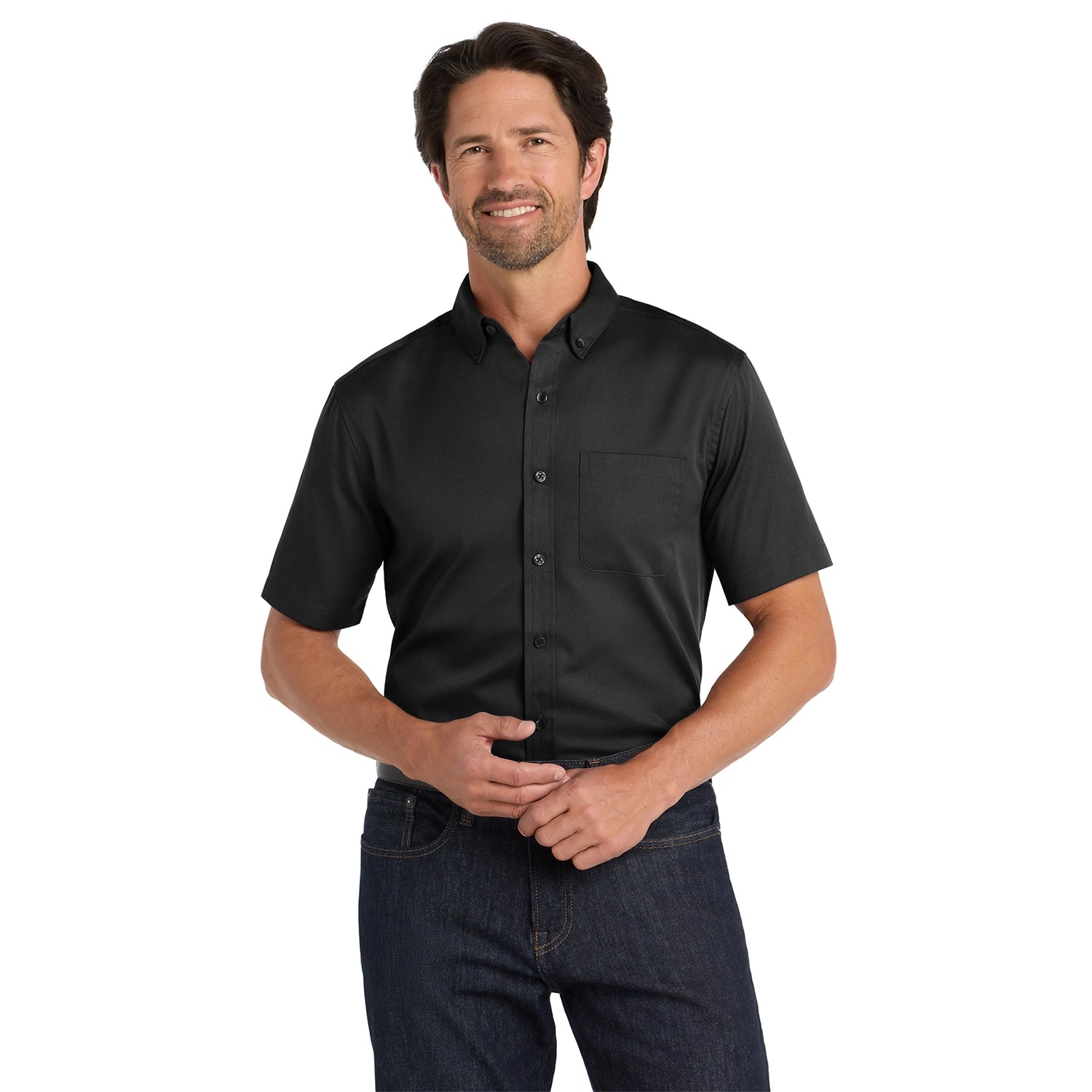 Port Authority Short Sleeve SuperPro React Embroidered Twill Shirt