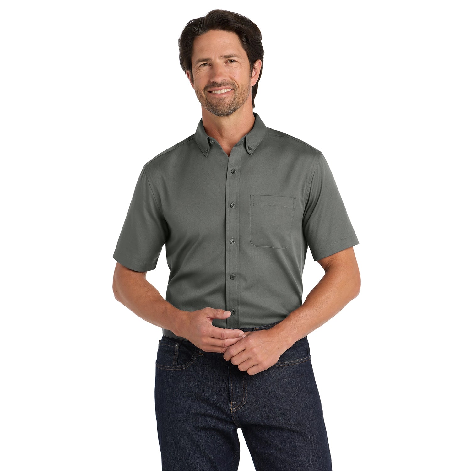 Port Authority Short Sleeve SuperPro React Embroidered Twill Shirt