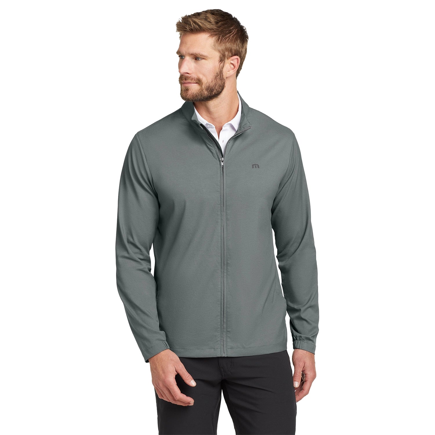 TravisMathew Surfside Full-Zip Embroidered Jacket - Quiet Shade Grey Heather