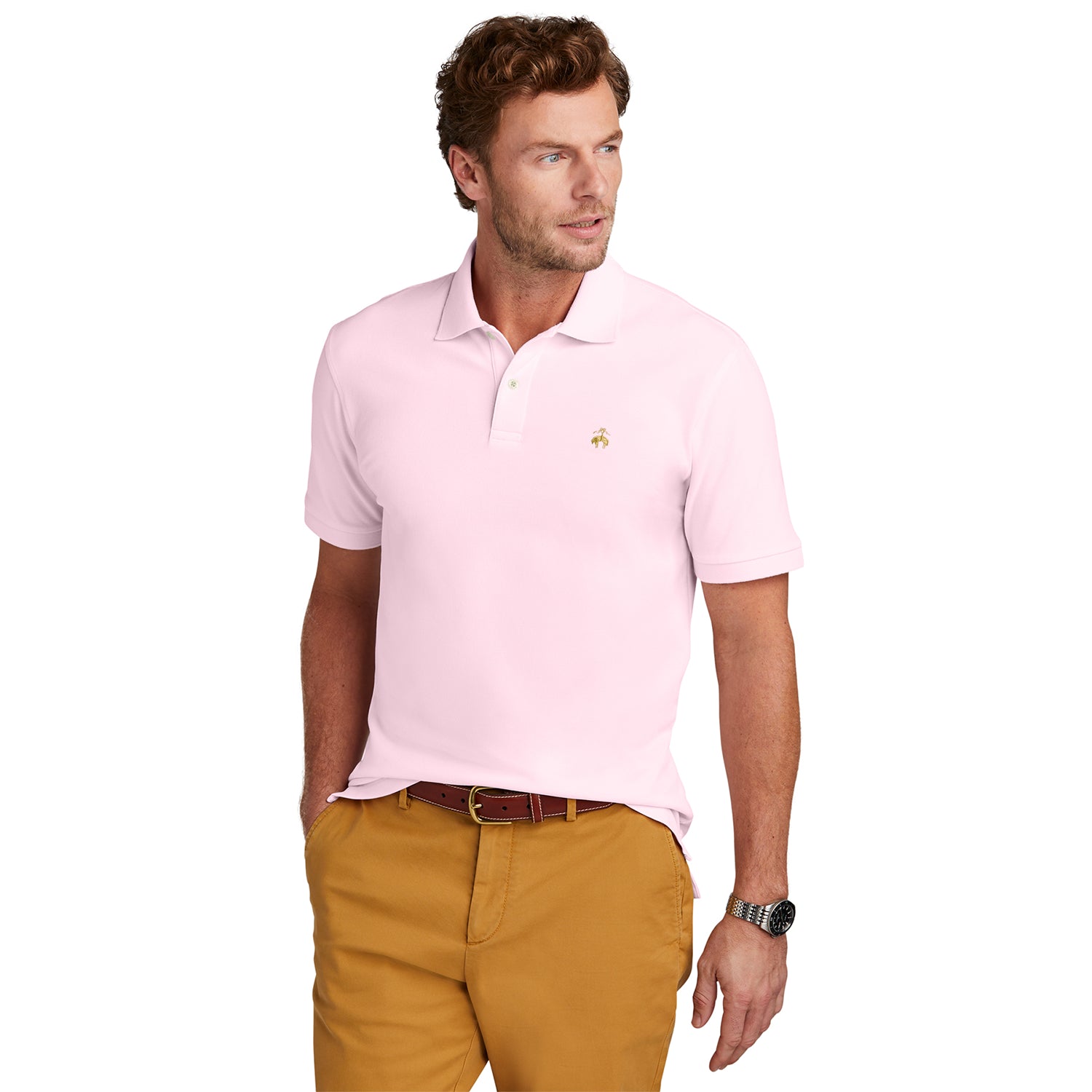 Brooks Brothers Pima Cotton Pique Embroidered Polo - Pearl Pink