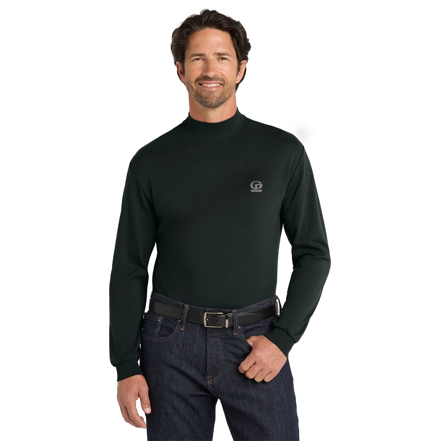 Port Authority Interlock Knit Mock Turtleneck Embroidered - Black (PMS BLACK C)