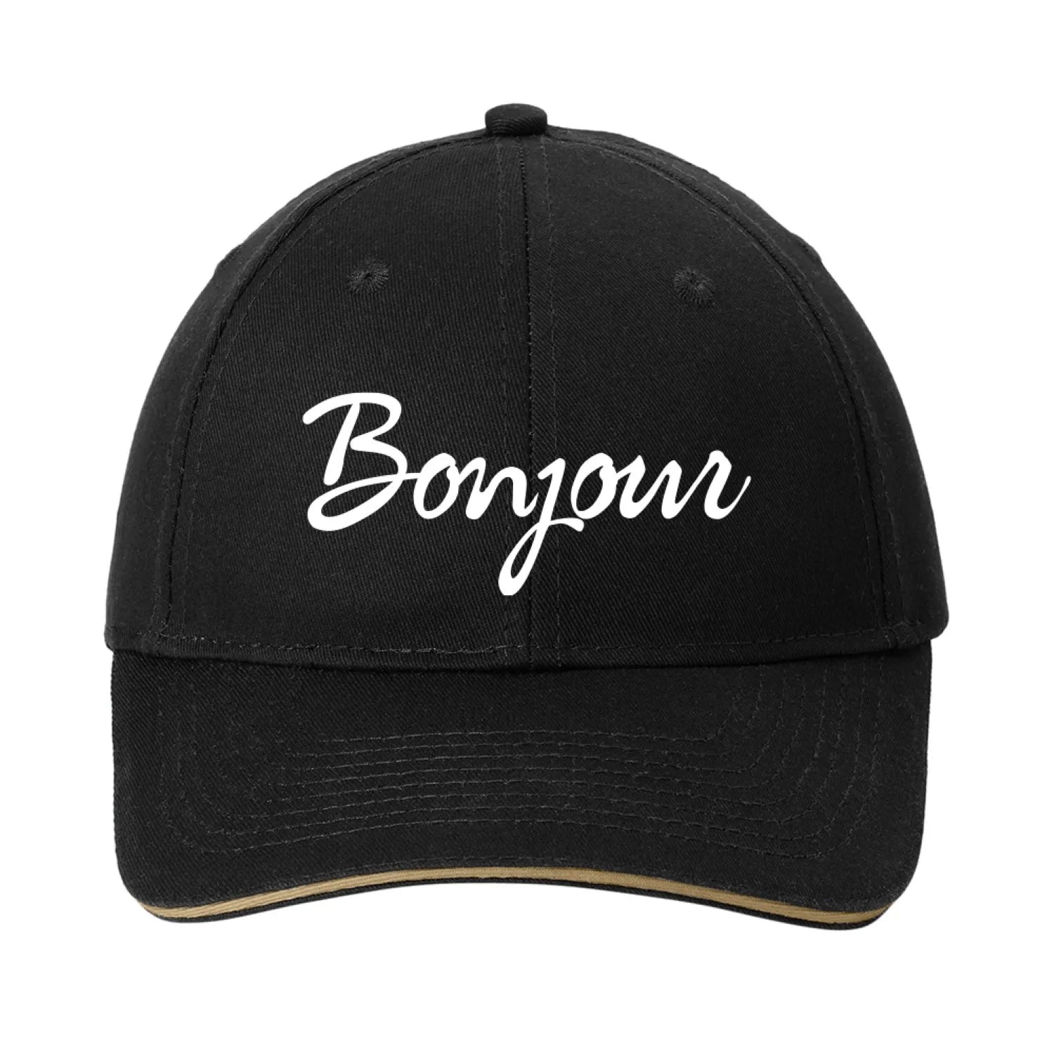 Port & Company - Sandwich Bill Embroidered Cap - Black/Khaki Beige