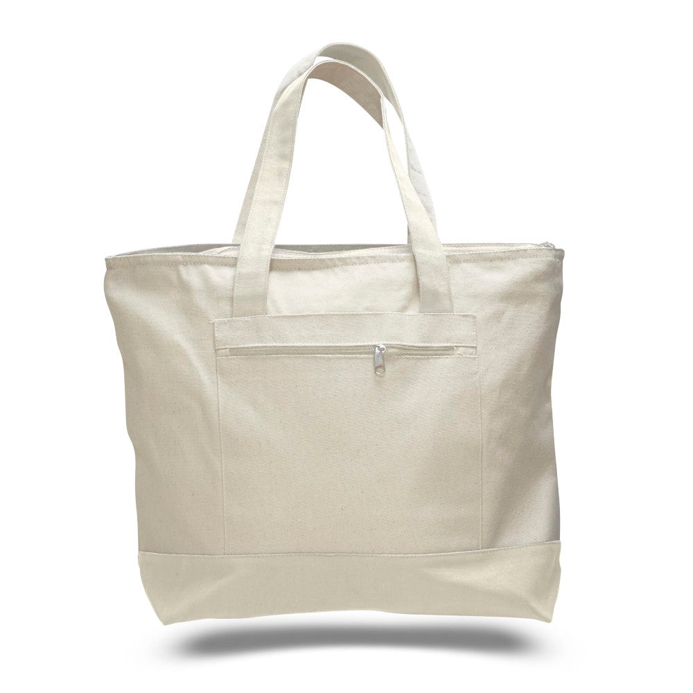 Zipper Tote Bag with Color Handles Decorated