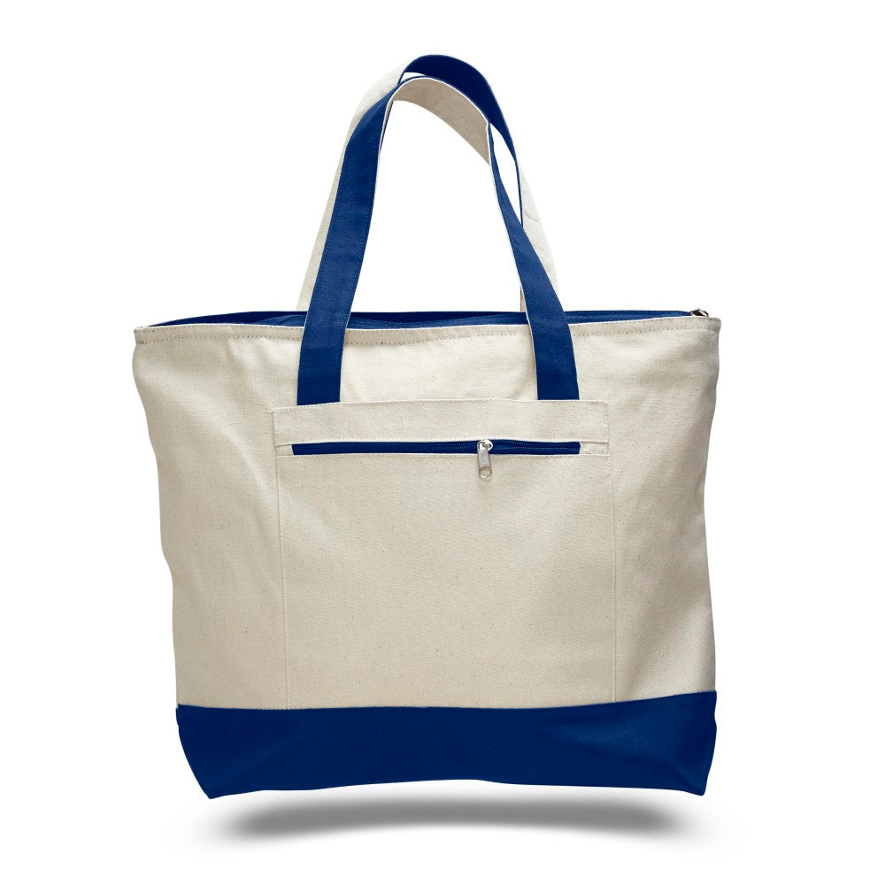 Zipper Tote Bag with Color Handles Decorated