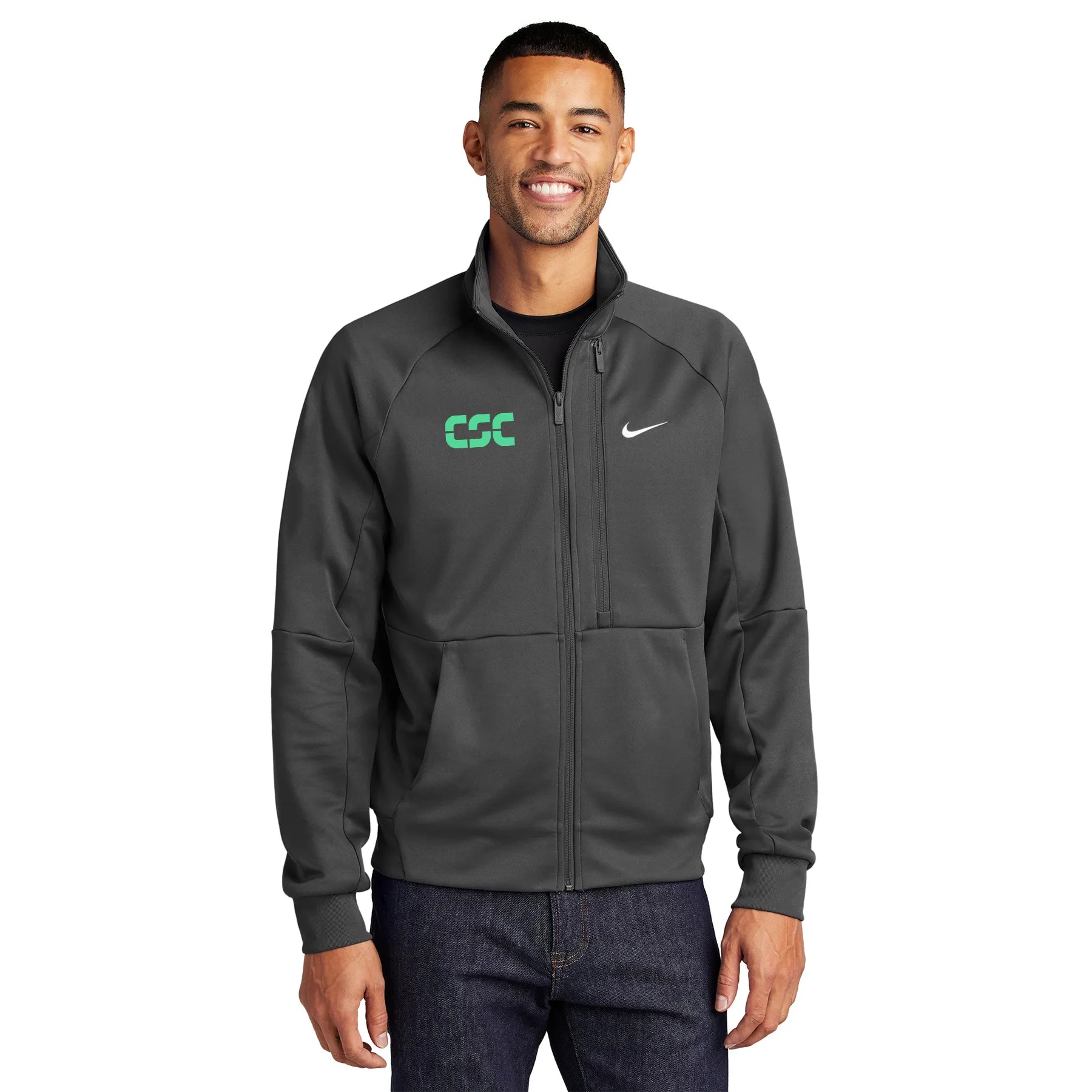 Nike Full-Zip Chest Swoosh Embroidered Jacket - Anthracite Grey