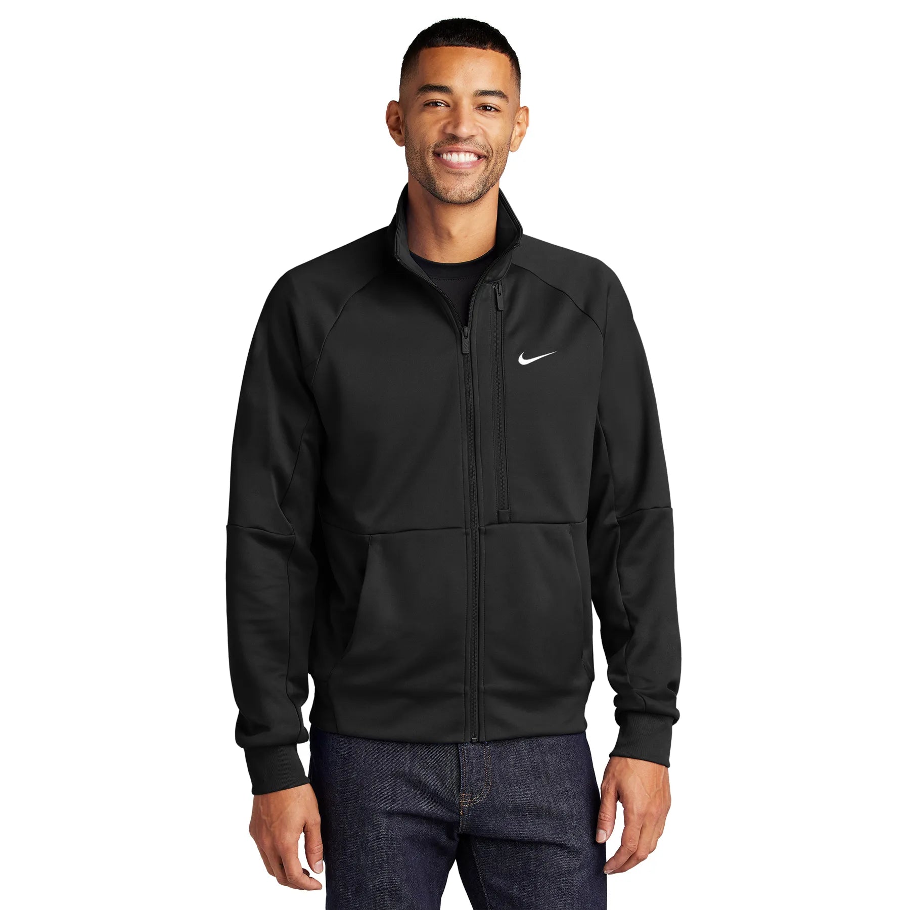 Nike Full-Zip Chest Swoosh Embroidered Jacket - Black
