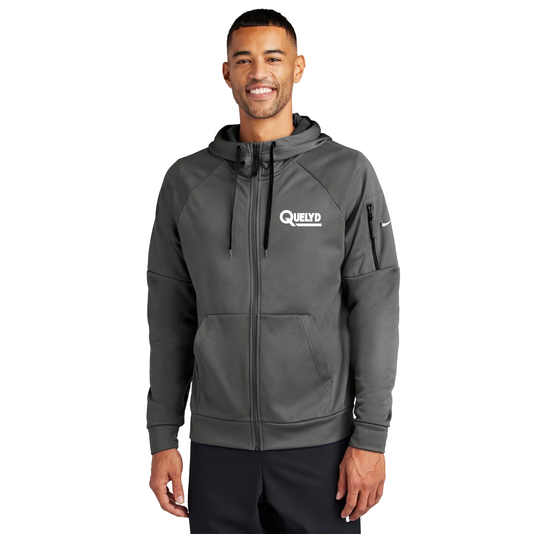 Nike Therma-FIT Pocket Full-Zip Fleece Embroidered Hoodie - Anthracite Grey