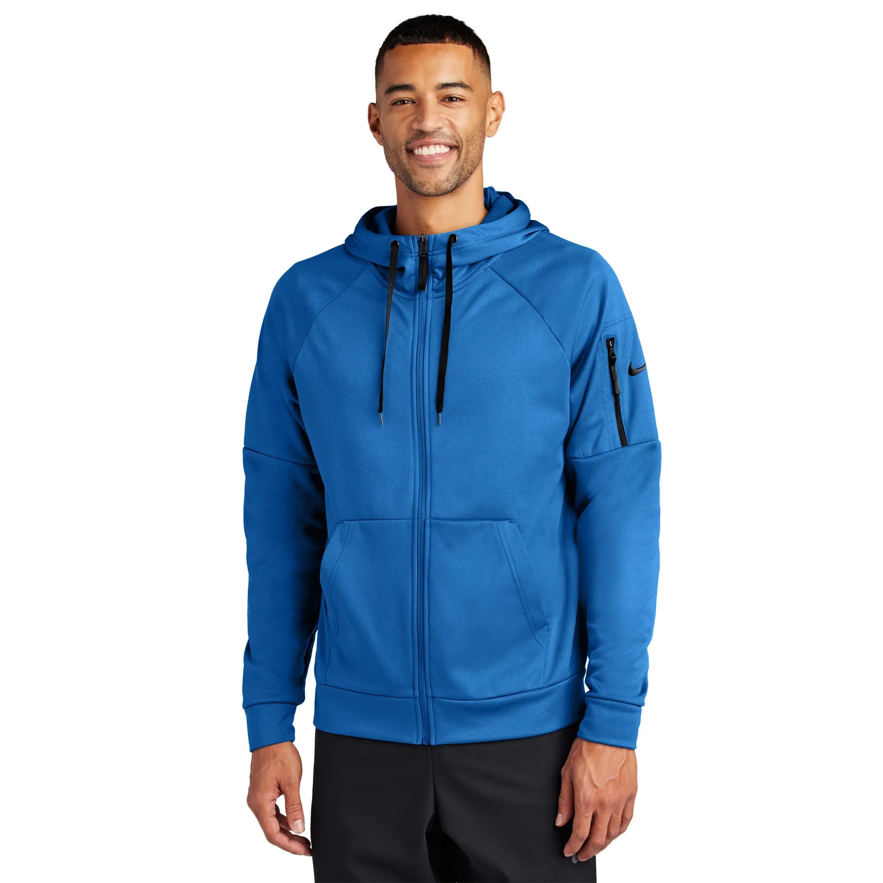 Nike Therma-FIT Pocket Full-Zip Fleece Embroidered Hoodie - Game Royal Blue