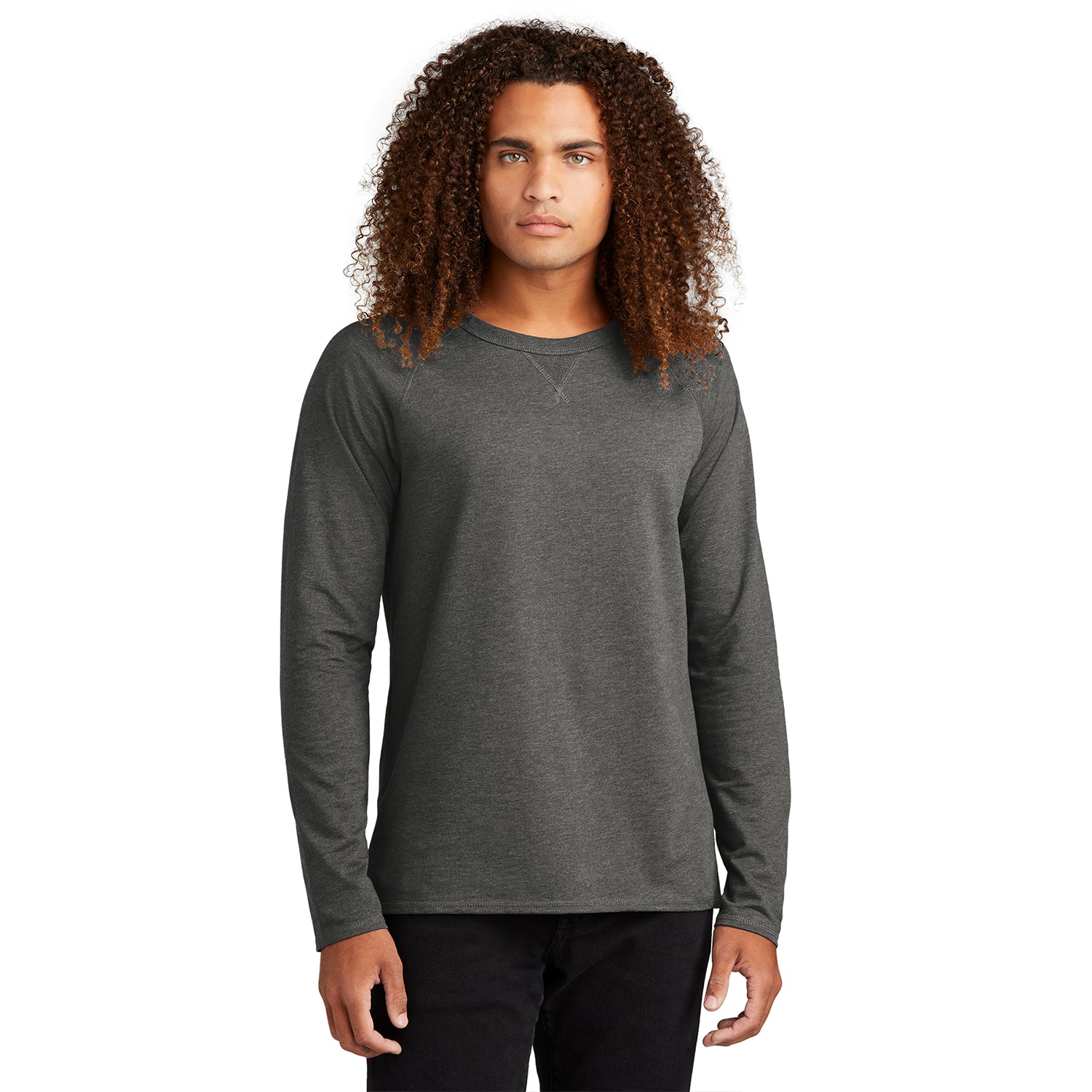 District Featherweight French Terry Long Sleeve Crewneck Decorated - Washed Indigo Blue