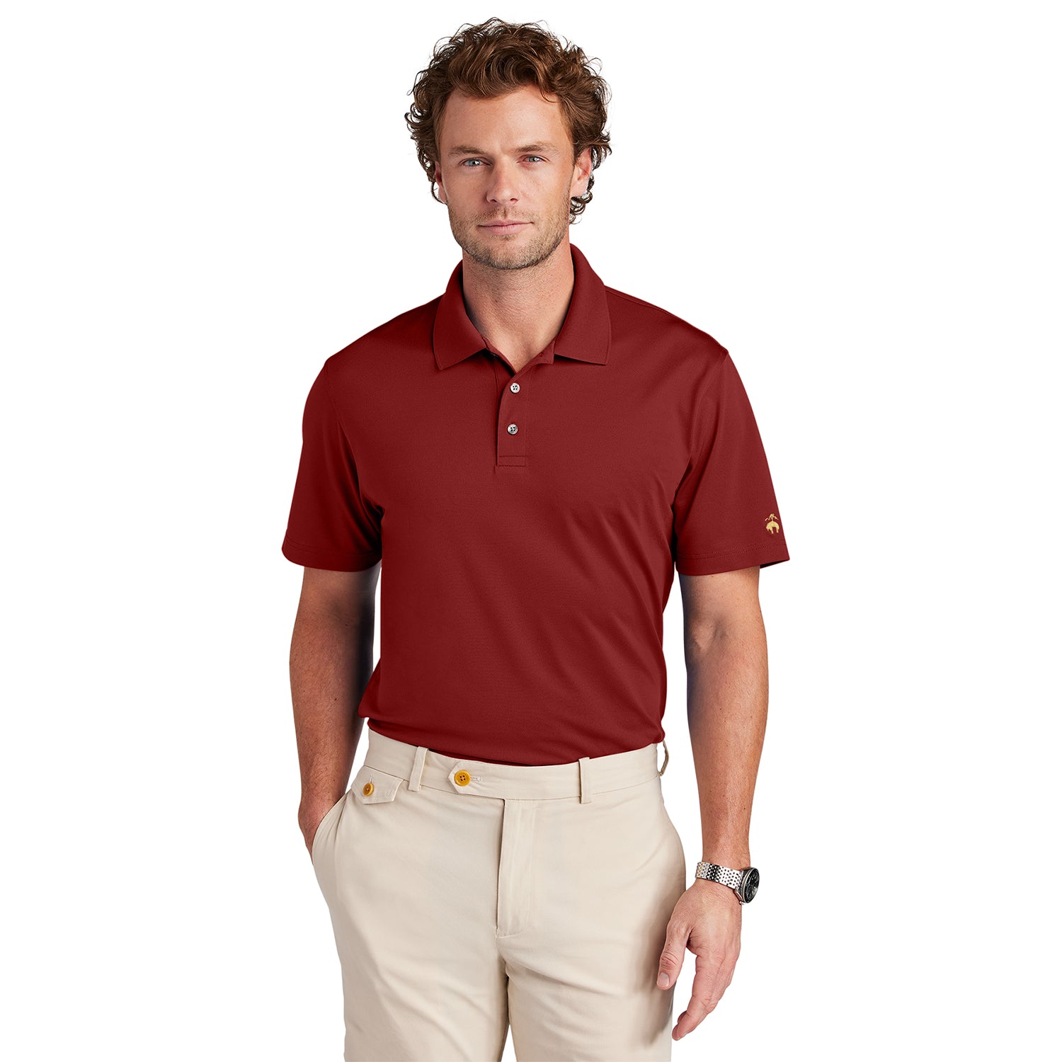 Brooks Brothers Mesh Pique Performance Embroidered Polo - Rich Red (PMS 207C)