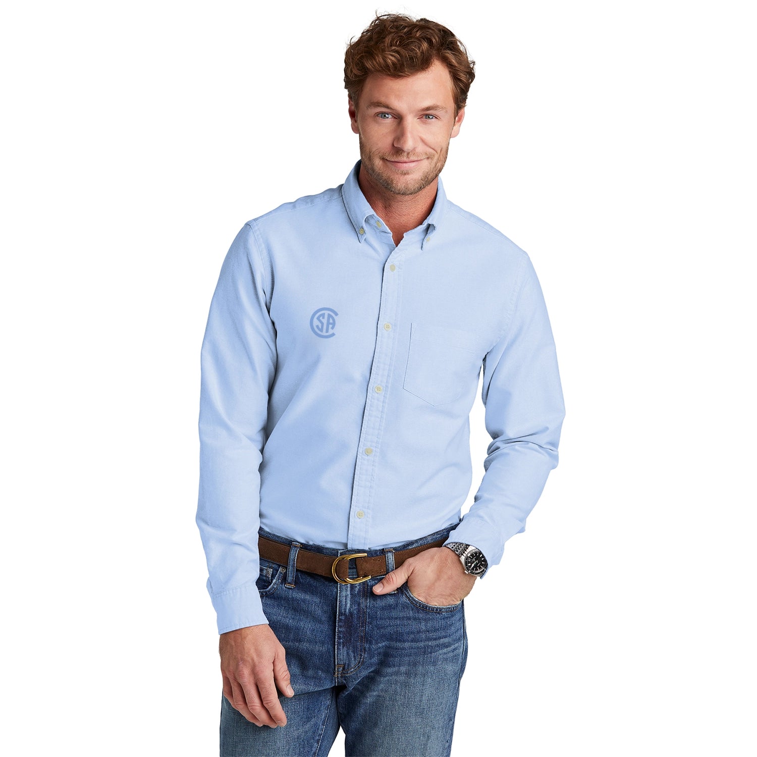 Brooks Brothers Casual Oxford Cloth Shirt Embroidered - Newport Blue (PMS 7681C)