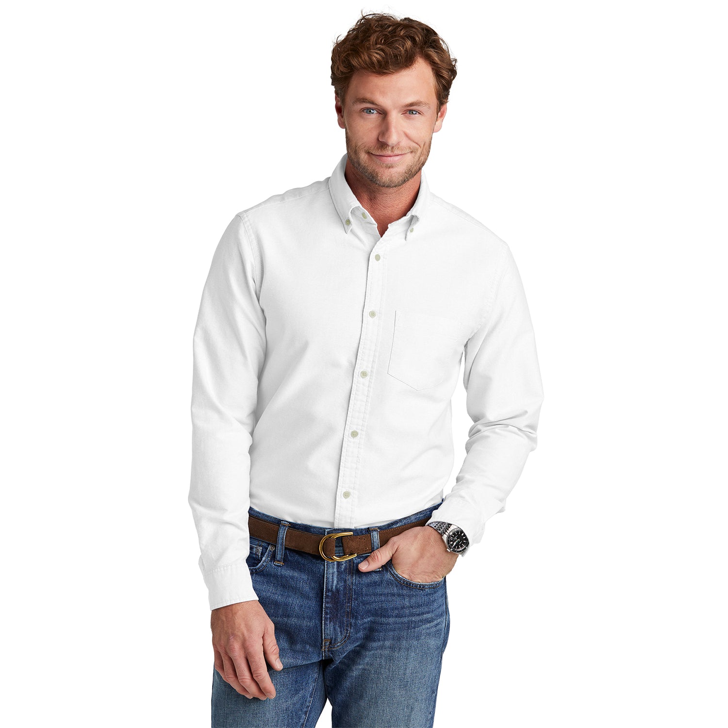 Brooks Brothers Casual Oxford Cloth Shirt Embroidered - White