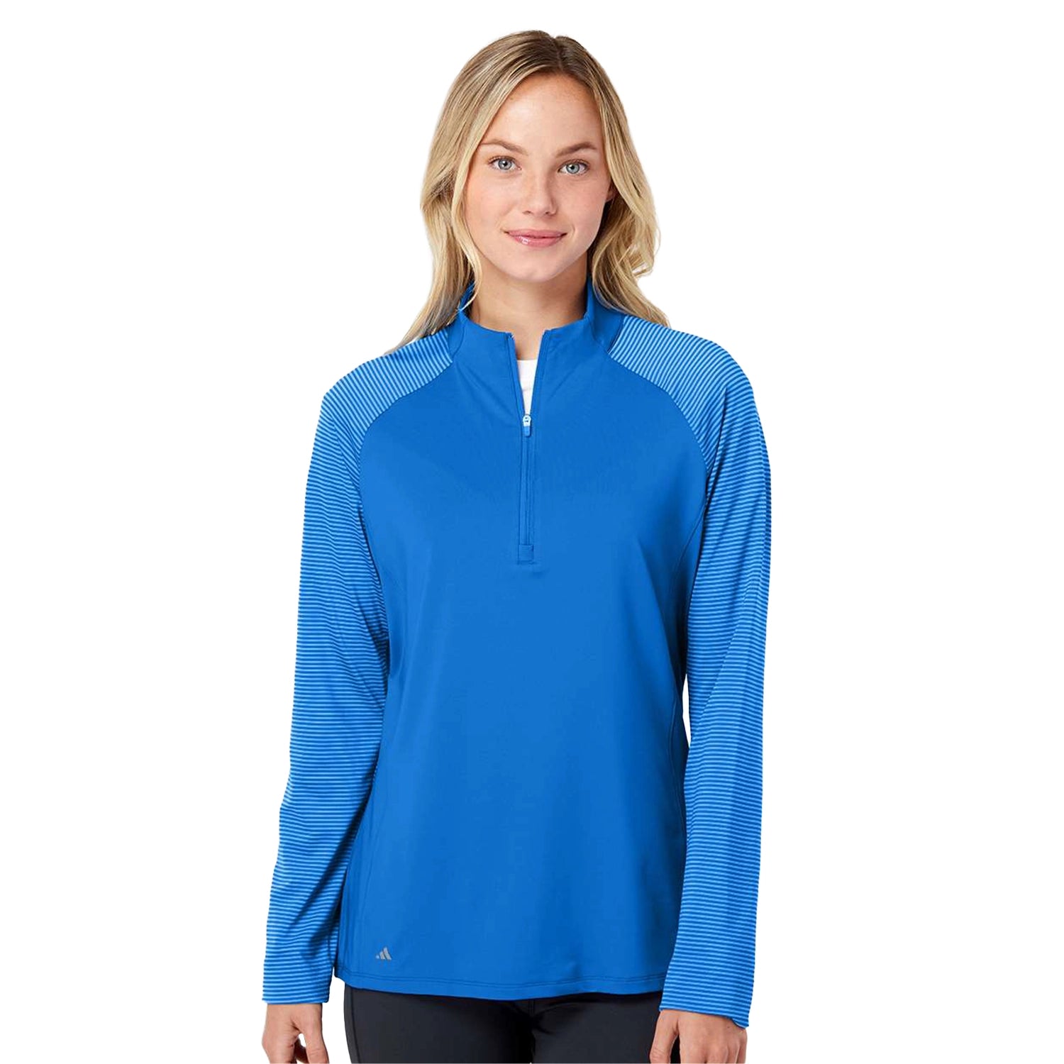 Adidas - Women's Stripe Block Quarter-Zip Pullover Embroidered