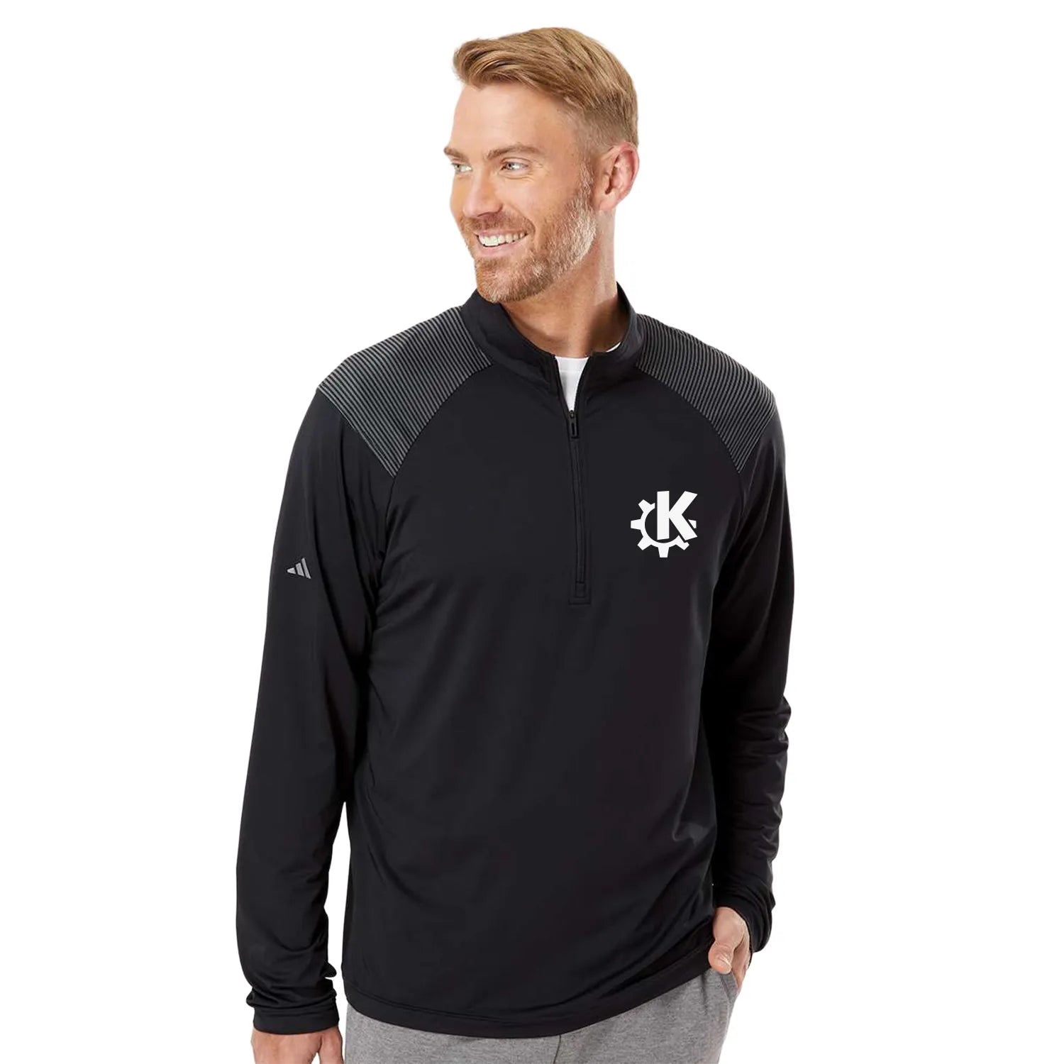 Adidas Shoulder Stripe QuarterZip Pullover Embroidered