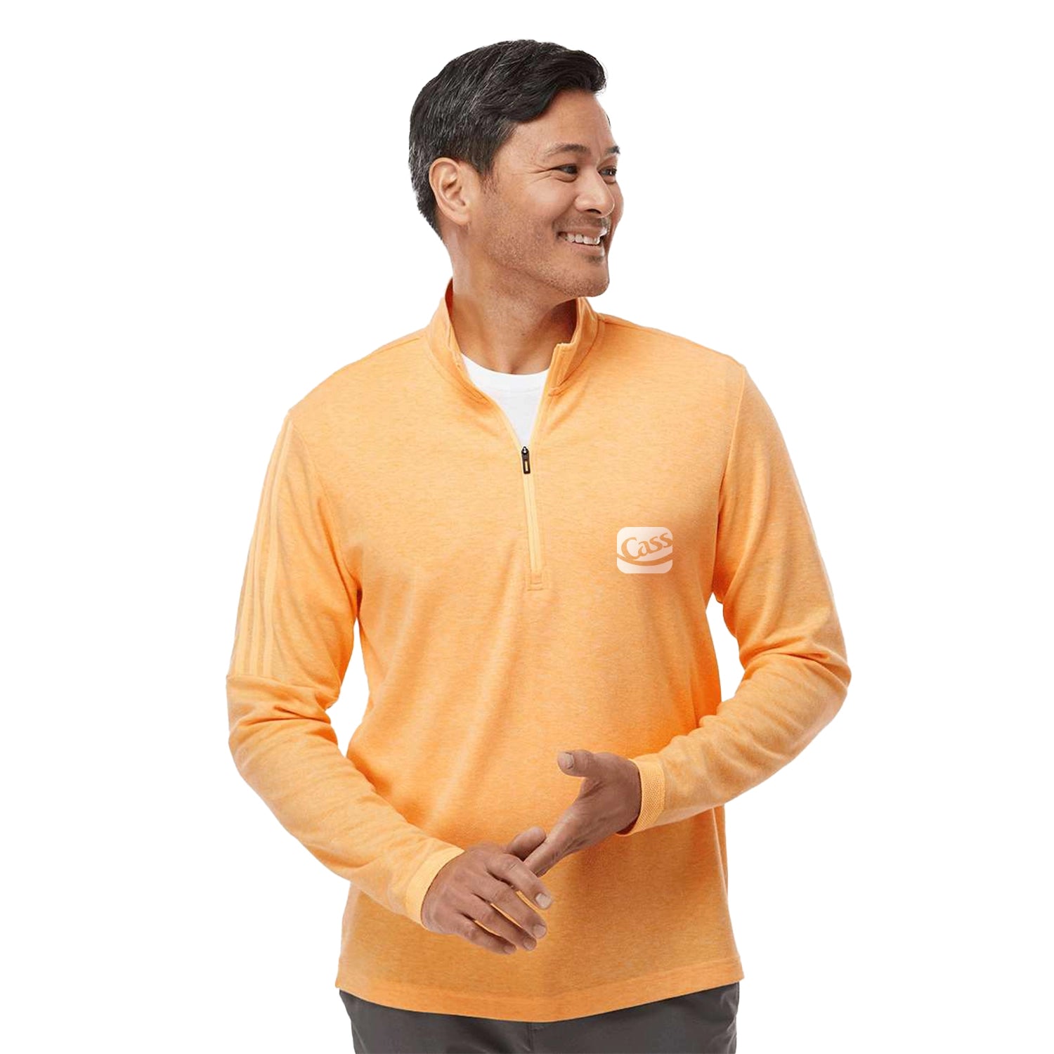 Adidas Adidas 3-Stripes Quarter-Zip Sweater Embroidered - Acid Orange Melange