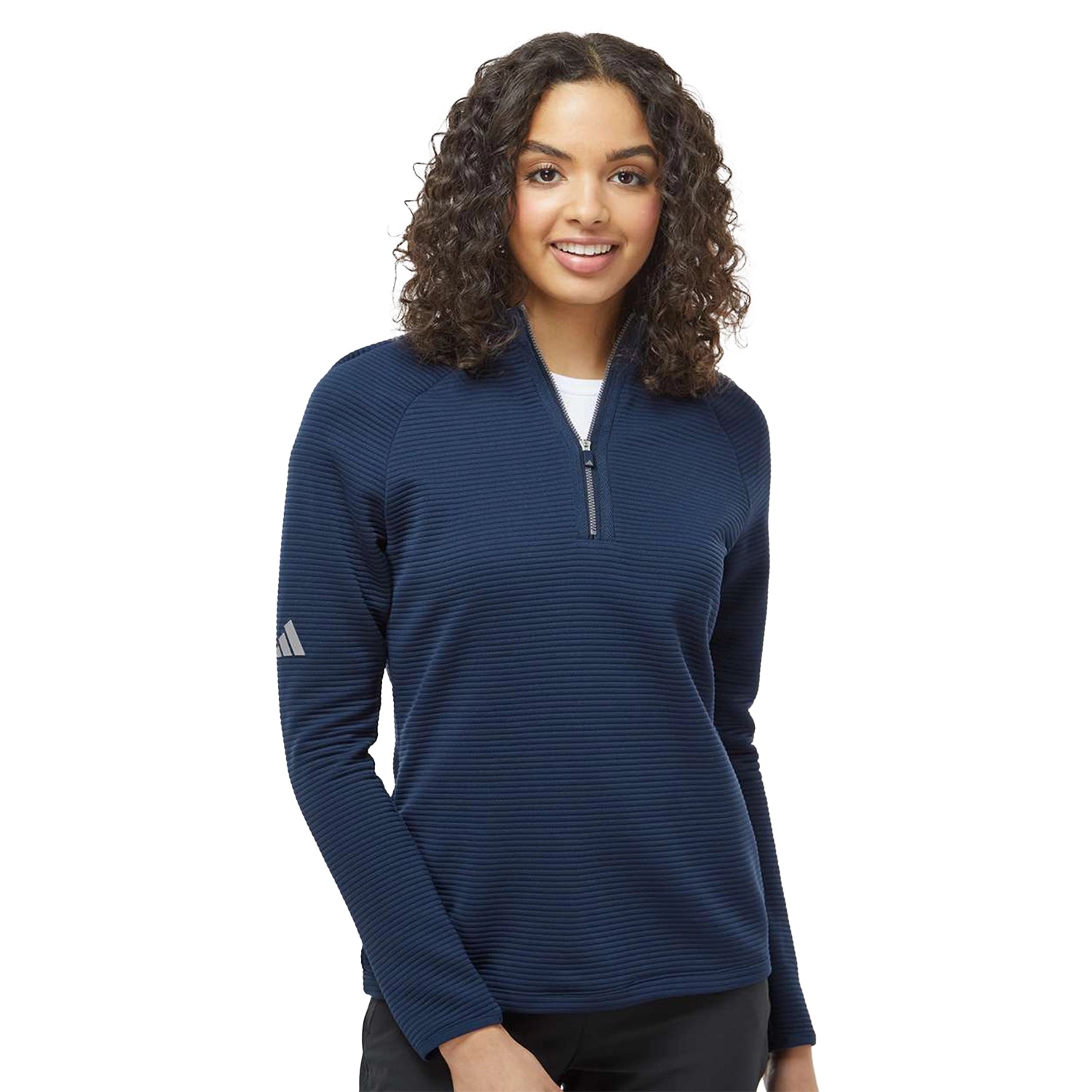 Adidas Women's Spacer Quarter-Zip Pullover Embroidered - Collegiate Navy Blue