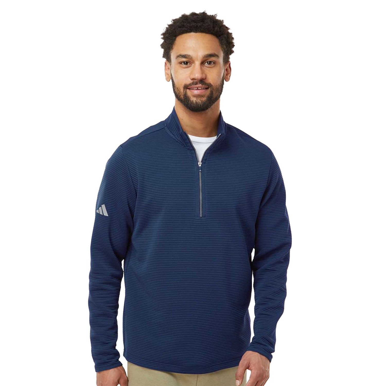 Adidas Adidas Spacer Quarter-Zip Pullover Embroidered - Collegiate Navy Blue