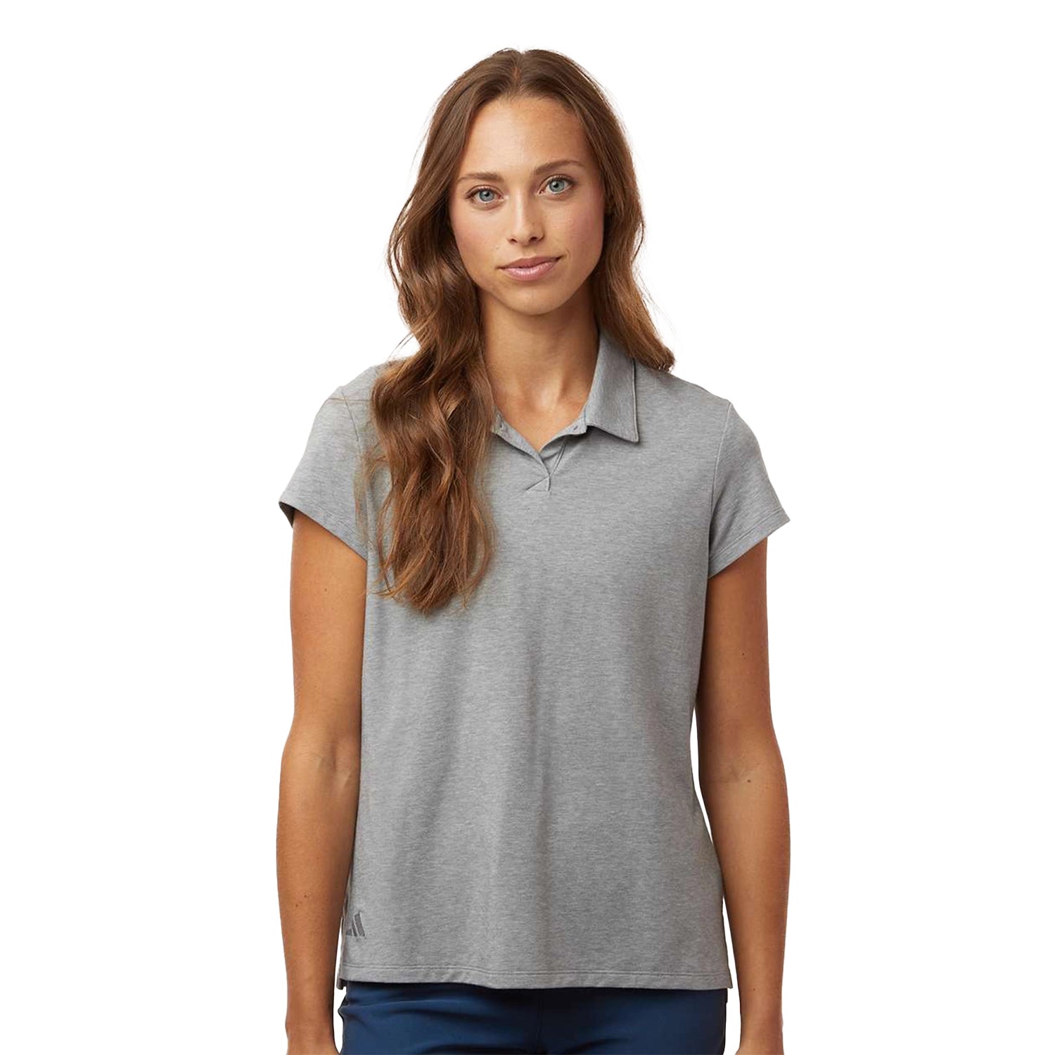 Adidas Women's Blend Embroidered Polo - Grey Three Melange