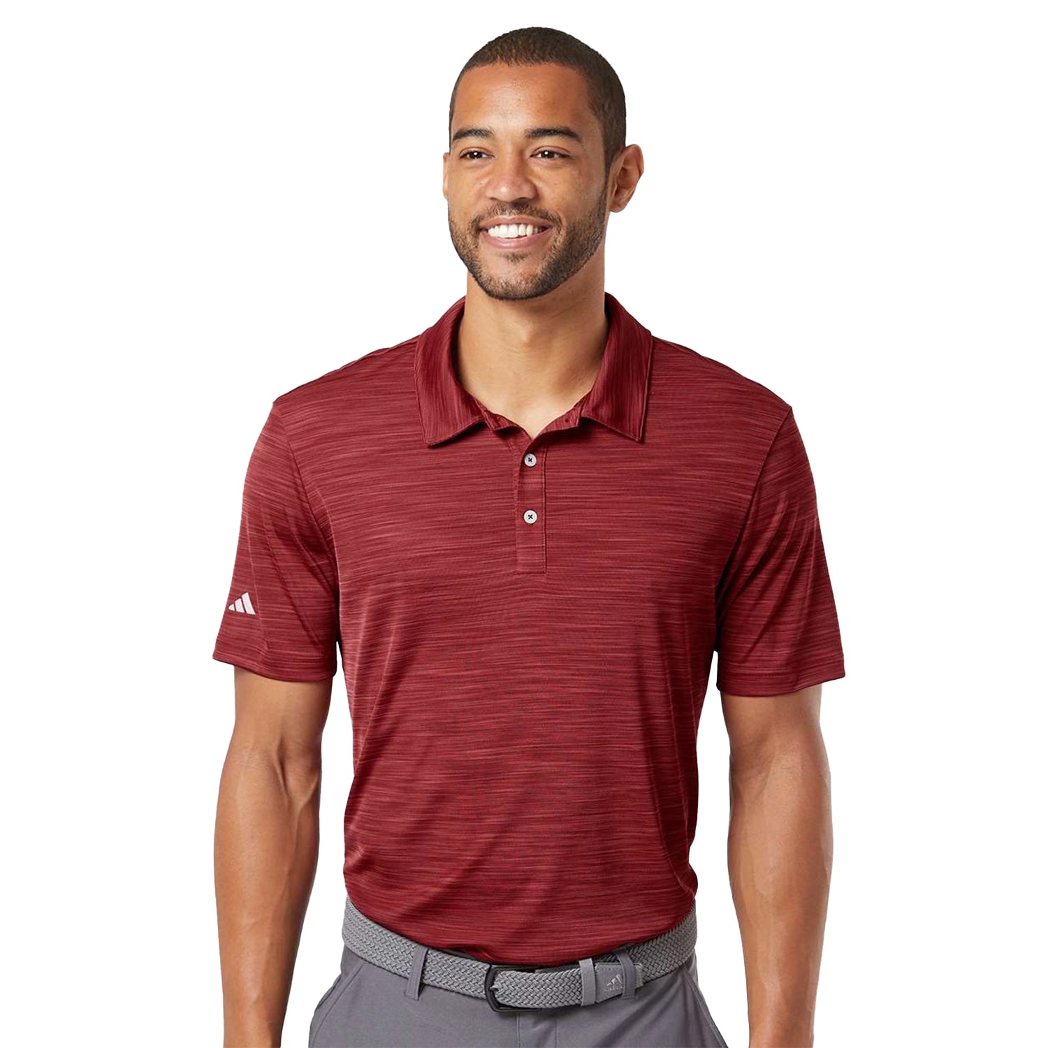 Adidas Mélange Embroidered Polo - Collegiate Burgundy Red Melange
