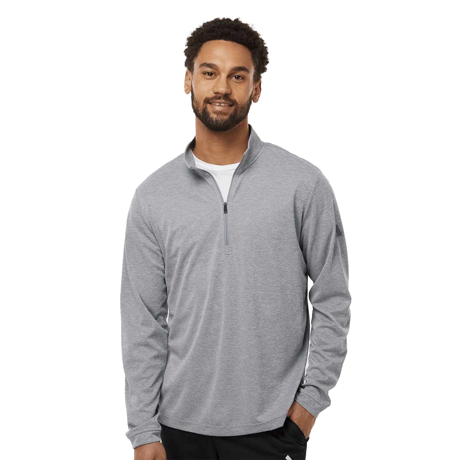 Adidas Lightweight Quarter-Zip Pullover Embroidered - Grey Three Melange