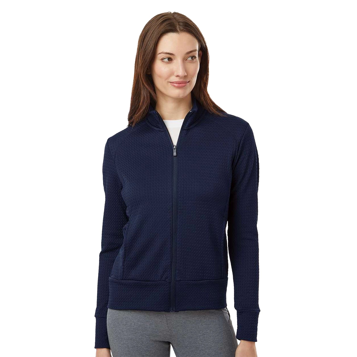 Adidas Women's Ultimate Textured Full-Zip Embroidered Jacket - Collegiate Navy Blue