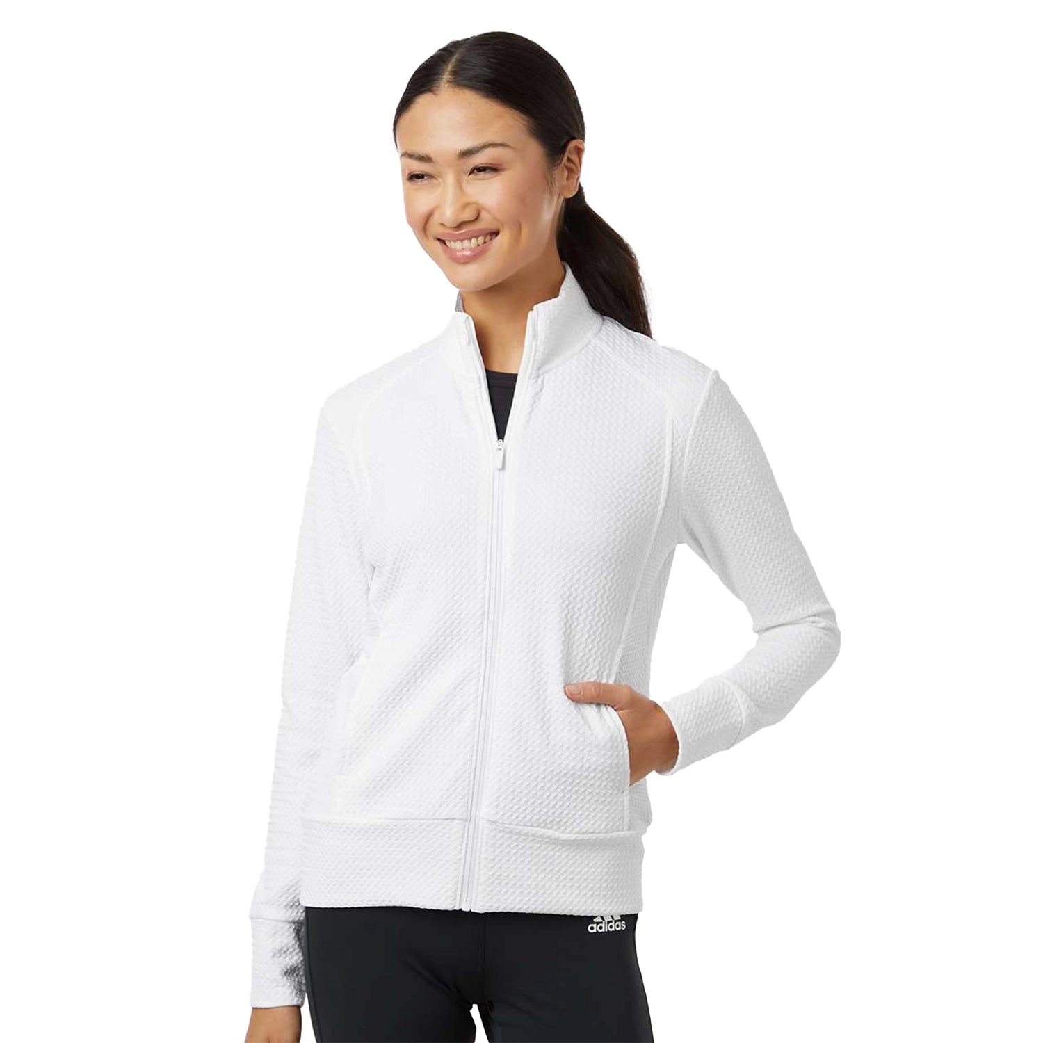 Adidas Women's Ultimate Textured Full-Zip Embroidered Jacket - White