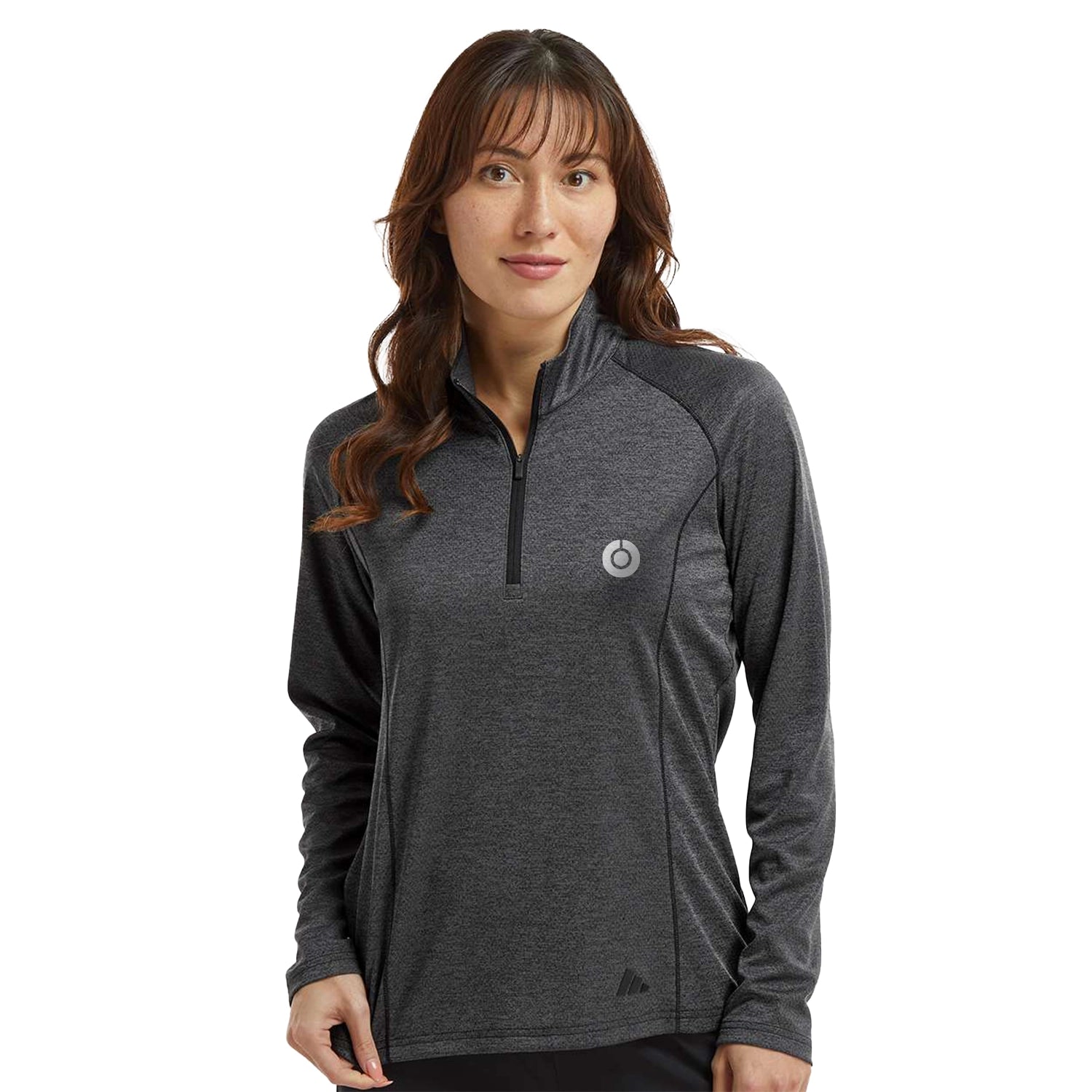 Adidas Women's Space Dyed Quarter-Zip Pullover Embroidered - Black Melange