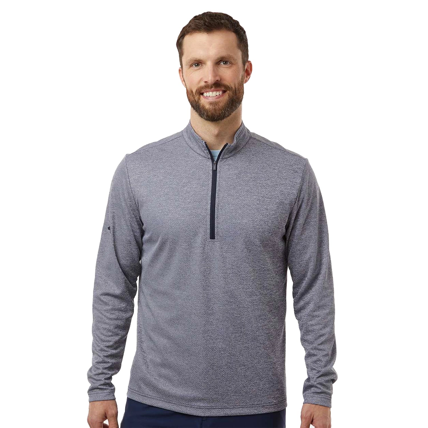 Adidas Space Dyed Quarter-Zip Pullover Embroidered - Collegiate Navy Blue Melange