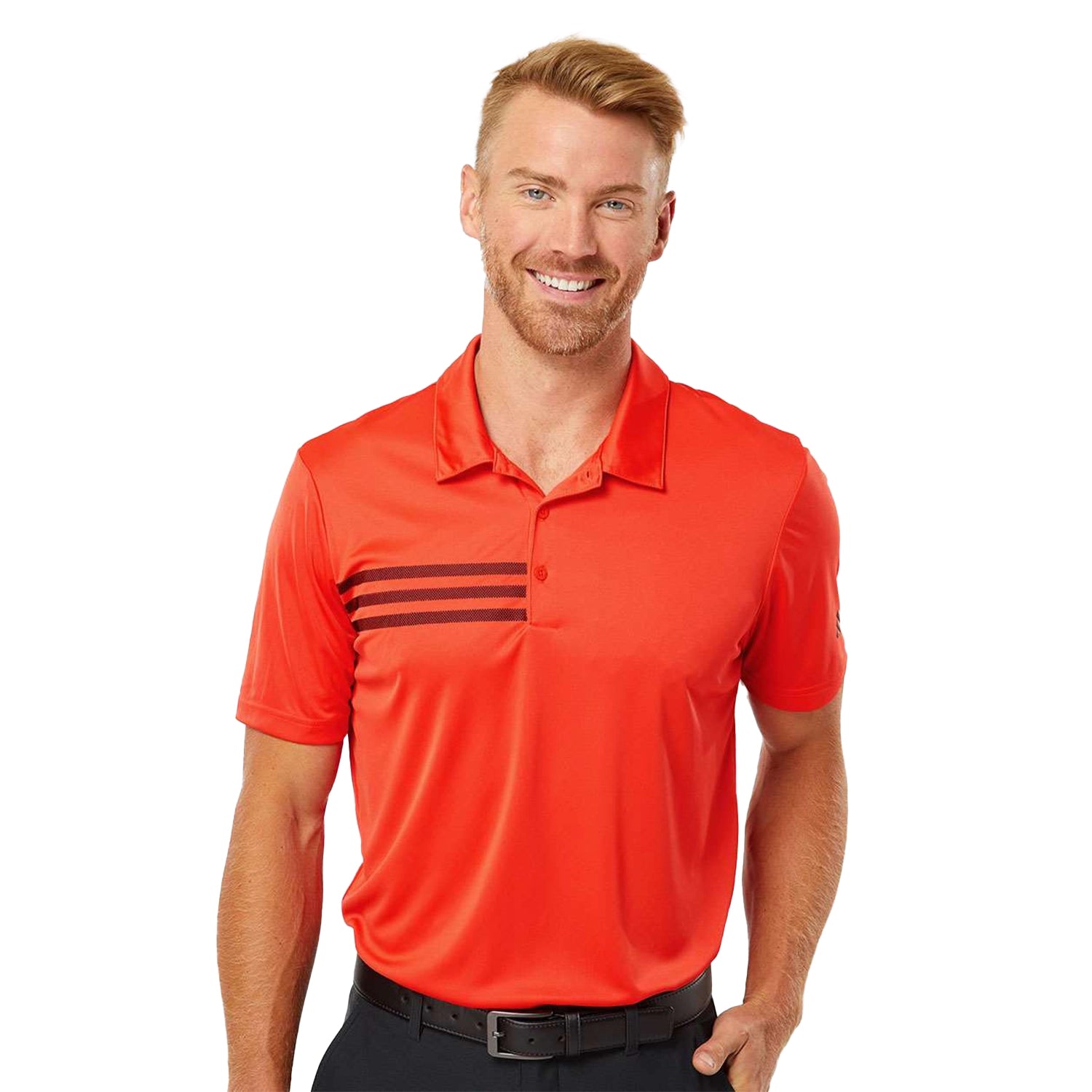 Adidas 3-Stripes Chest Embroidered Polo - Blaze Orange/Black