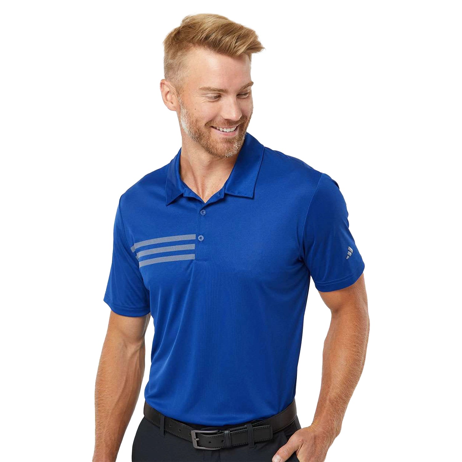 Adidas 3-Stripes Chest Embroidered Polo - Collegiate Royal Blue/Grey Three