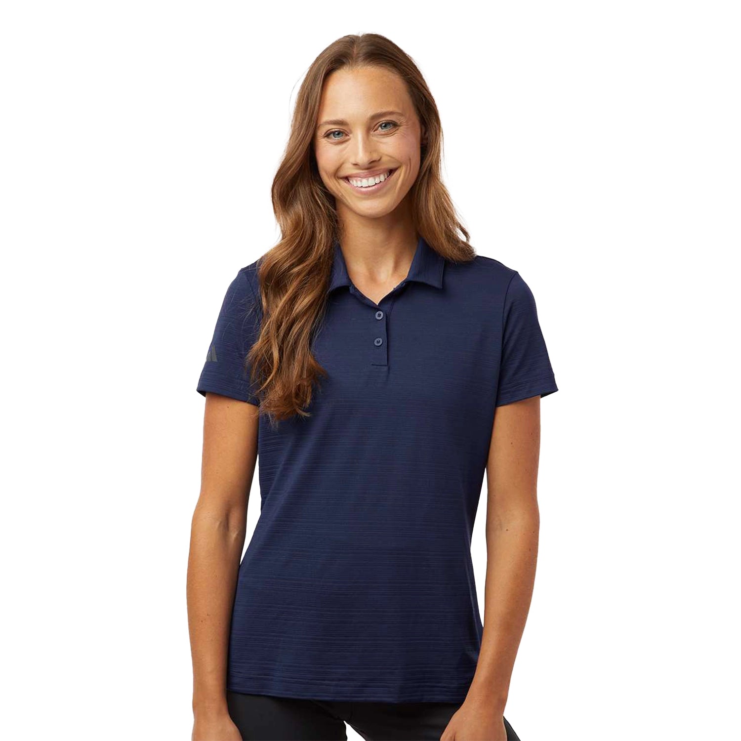 Adidas Women's Textured Stripe Embroidered Polo - Dark Blue