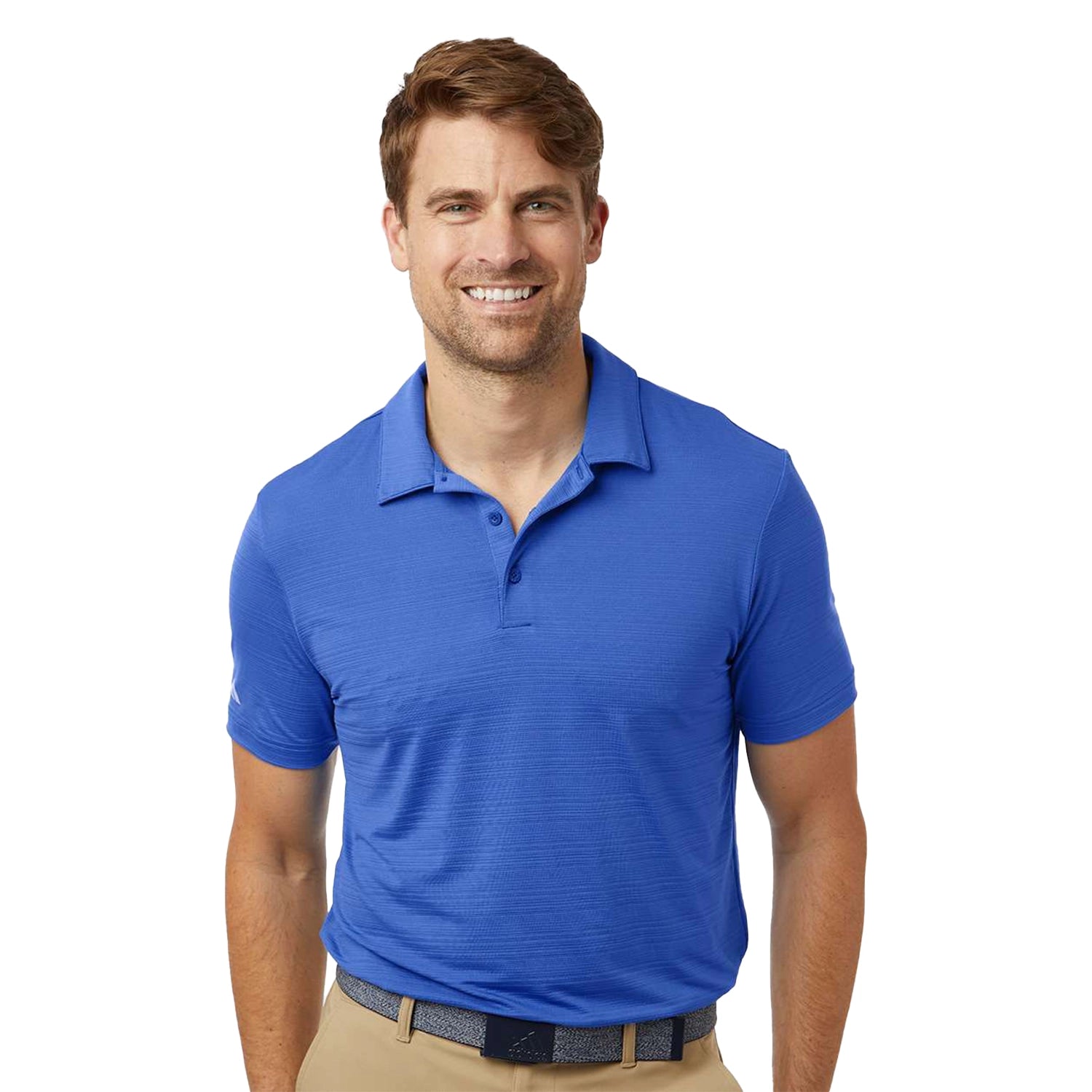 Adidas Textured Stripe Embroidered Polo - Bright Royal Blue