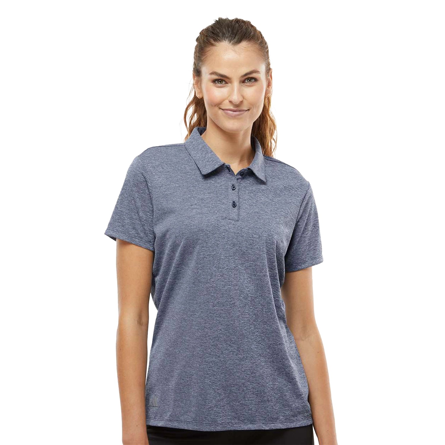 Adidas Women's Heathered Embroidered Polo - Collegiate Navy Blue Melange