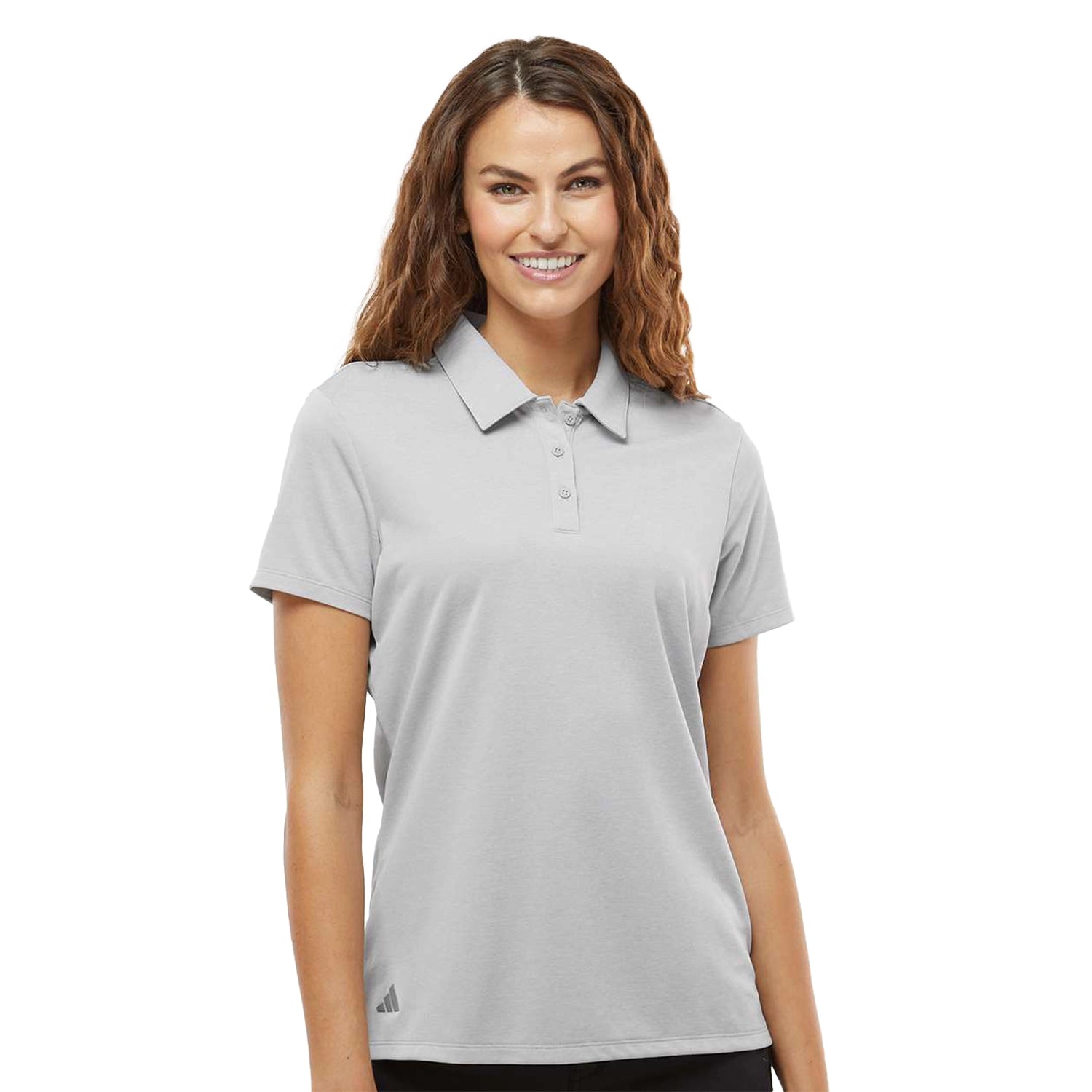 Adidas Women's Heathered Embroidered Polo - Grey Two Melange