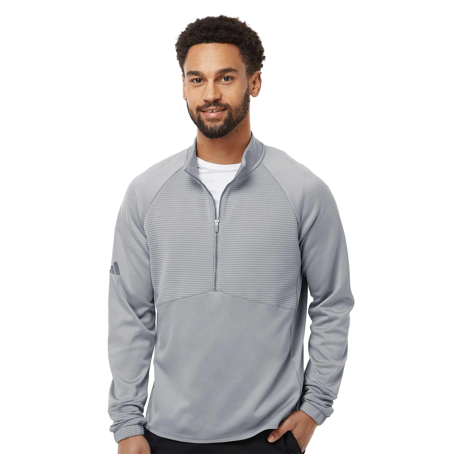 Adidas Quarter-Zip Pullover Embroidered - Grey Three
