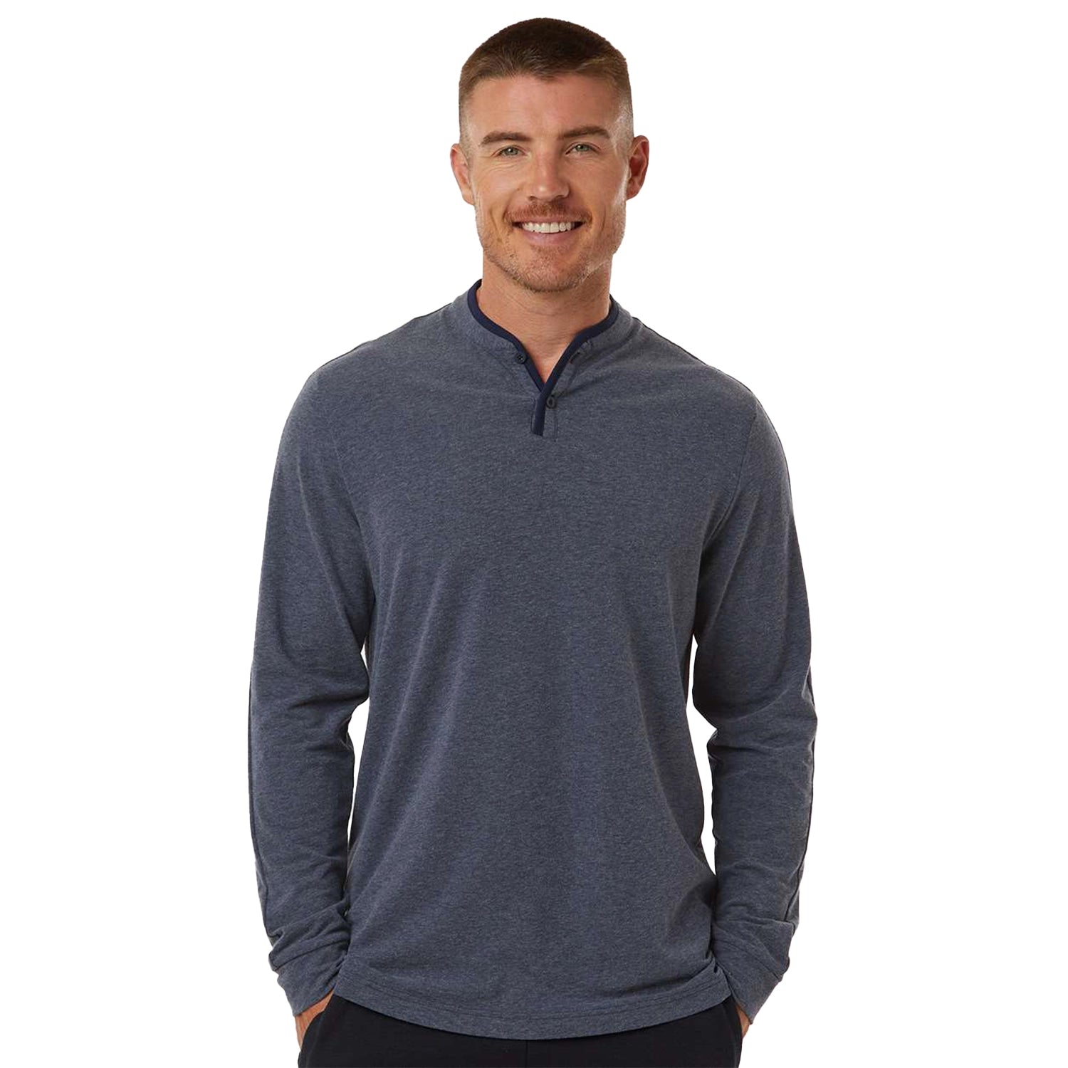 Adidas Henley Long Sleeve Tee Embroidered