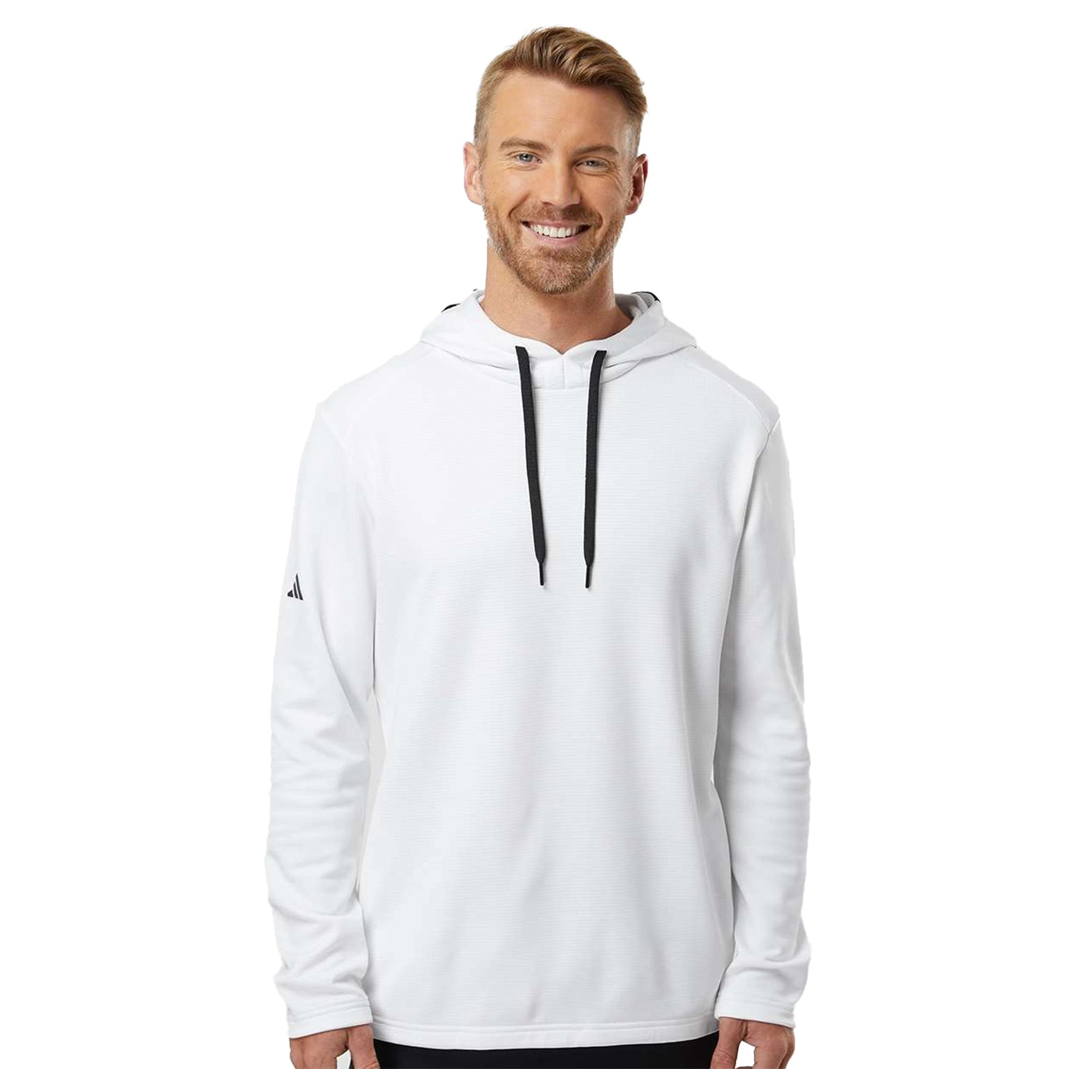 Adidas Textured Mixed Media Hooded Sweatshirt Decorated - White