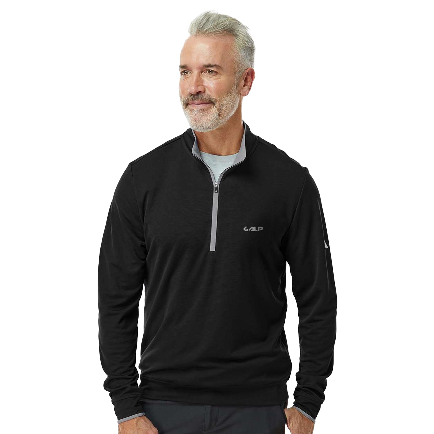 Adidas Lightweight Contrast Quarter-Zip Pullover Embroidered - Black/Grey Three