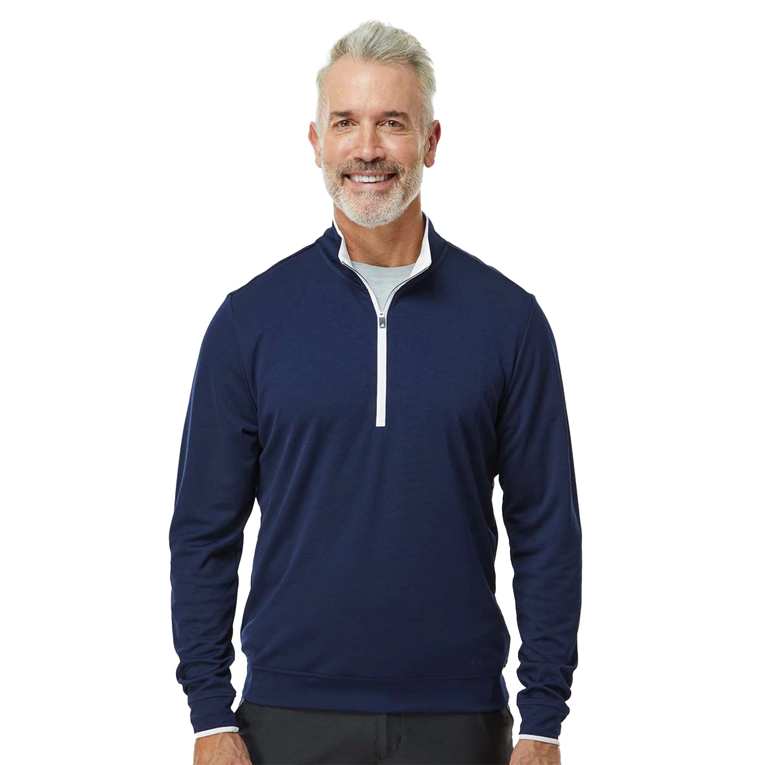 Adidas Lightweight Contrast Quarter-Zip Pullover Embroidered - Collegiate Navy Blue/White