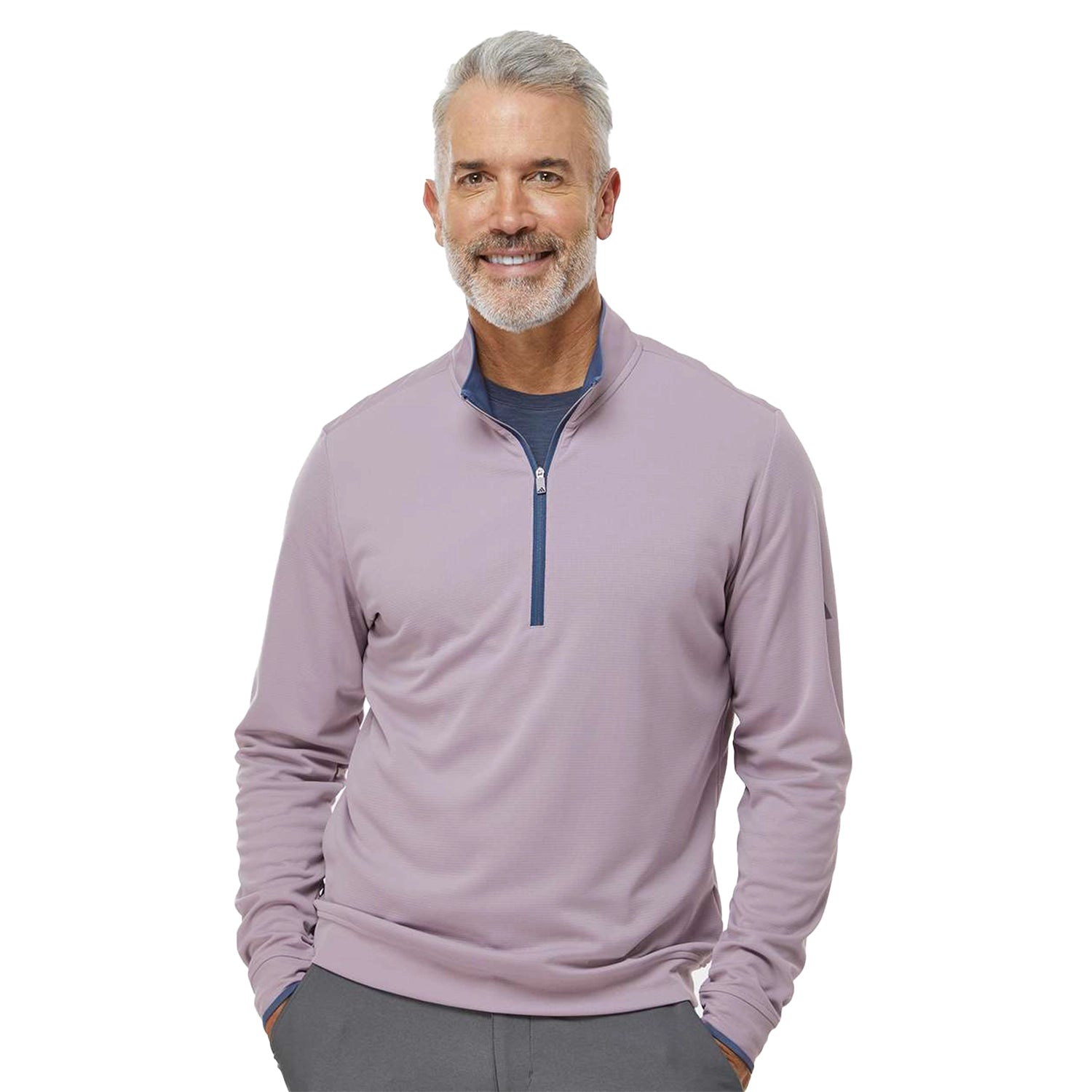 Adidas Lightweight Contrast Quarter-Zip Pullover Embroidered - Preloved Fig Purple/Preloved Blue