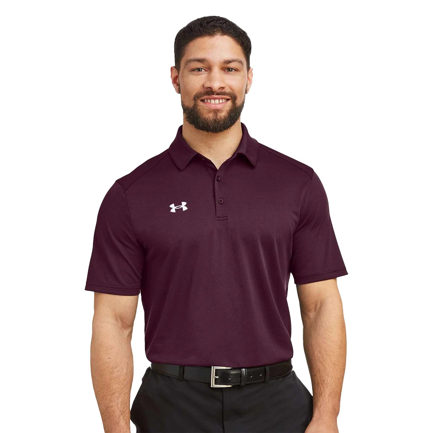 Under Armour Tech Embroidered Polo - Maroon Red/White