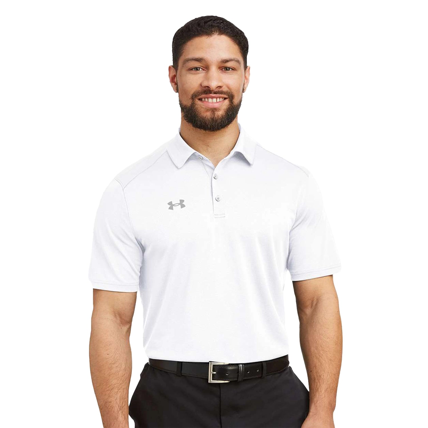 Under Armour Tech Embroidered Polo - White/Mod Grey