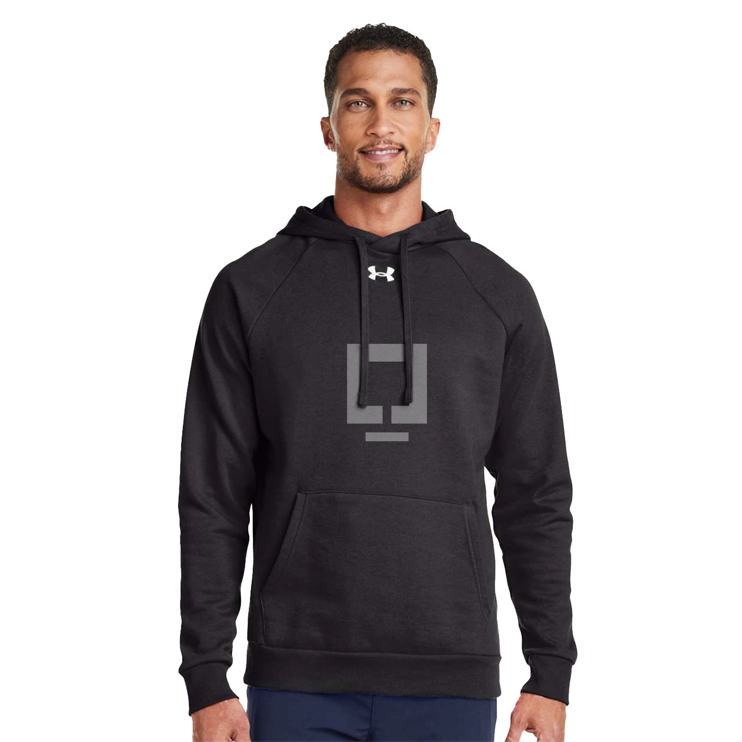Under Armour - Rival Fleece Hooded Sweatshirt Decorated - Black/White